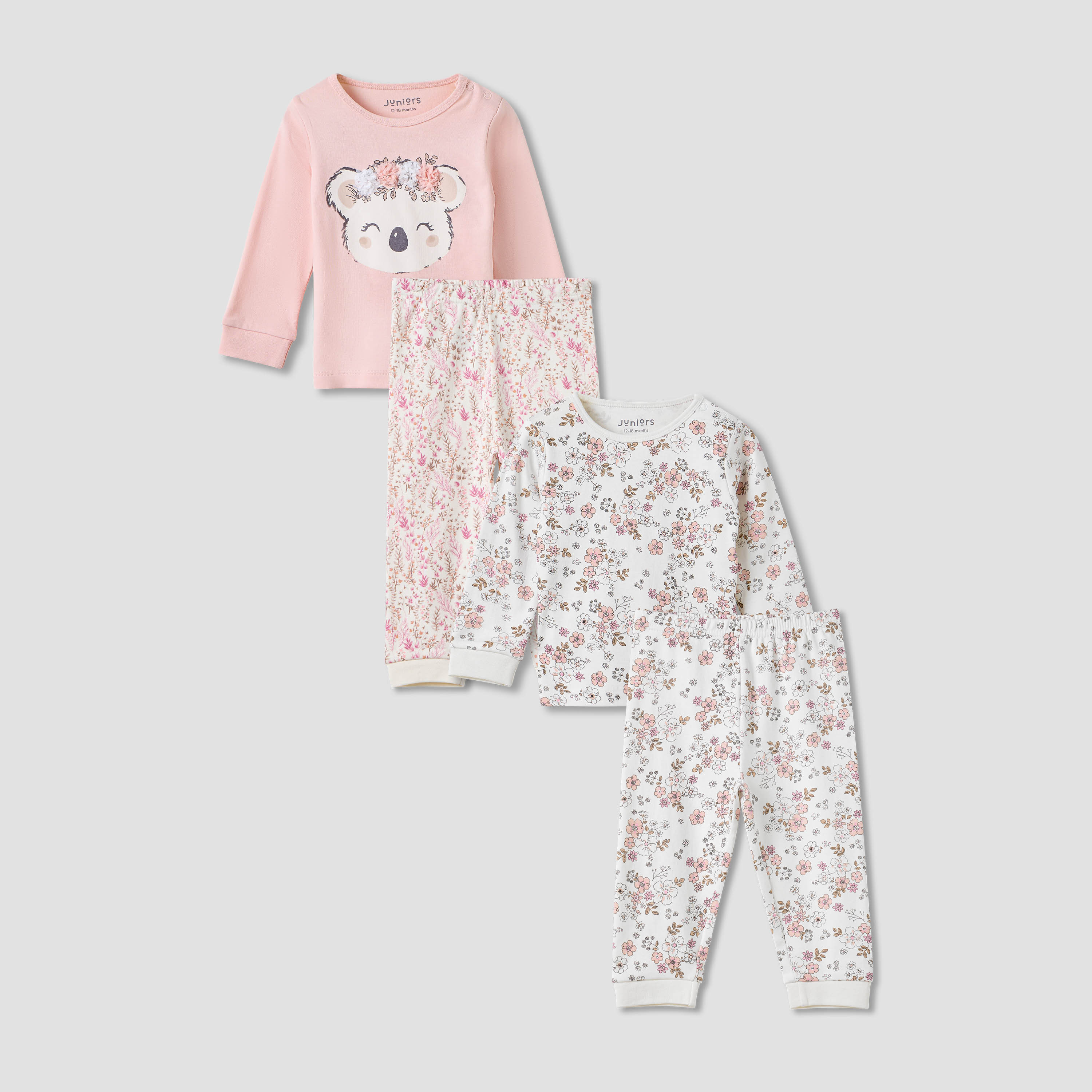 Juniors Printed Long Sleeve T-shirts and Pyjamas - Set of 2-baby-girls-clothing-nightwear-pyjamasets-image-1