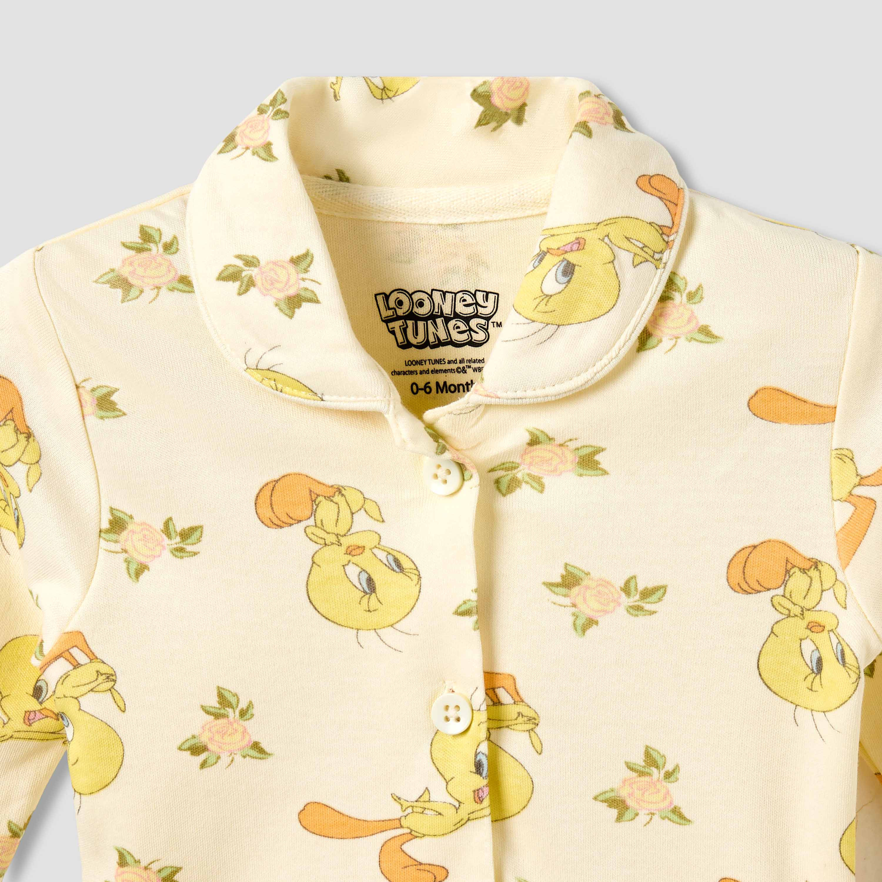 Disney Cotton Collared Long Sleeves Pyjama Set with Tweety Print-baby-girls-clothing-nightwear-pyjamasets-image-5