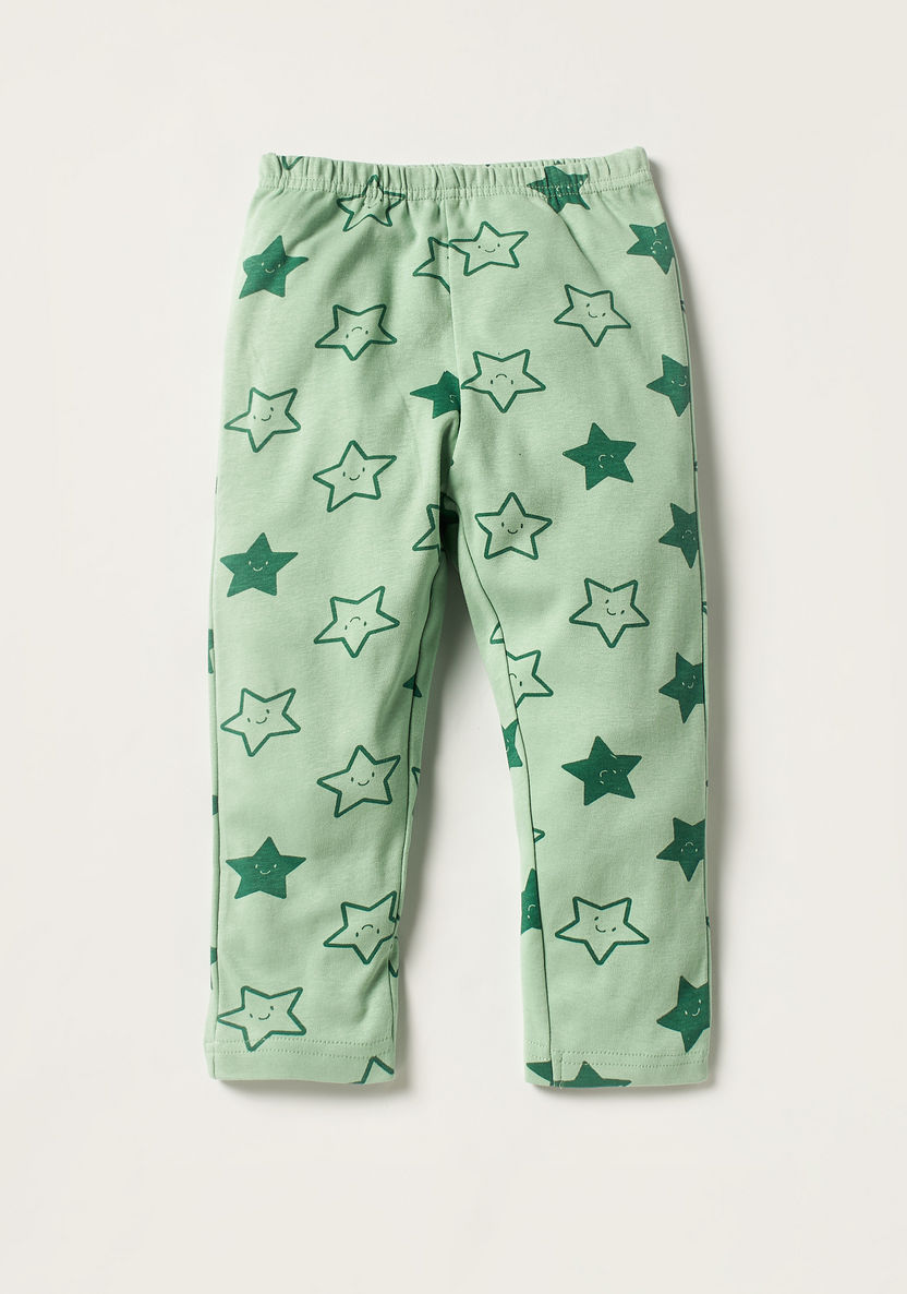 Juniors Star Print Long Sleeve T-shirt and Pyjama Set-Pyjama Sets-image-4