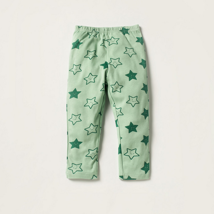 Juniors Star Print Long Sleeve T-shirt and Pyjama Set