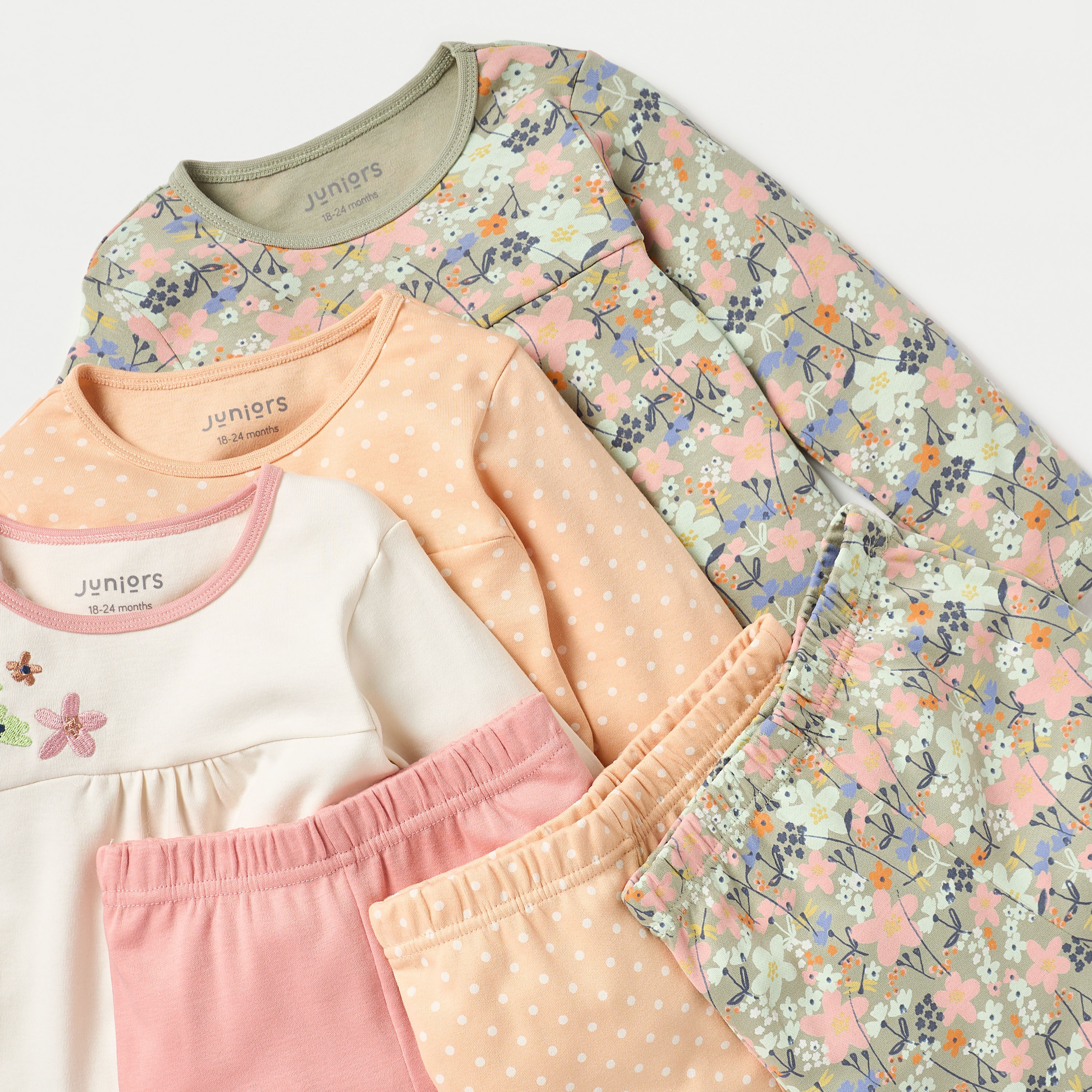 Juniors Printed Long Sleeves T-shirt and Elasticated Pyjama - Set of 3-baby-girls-clothing-nightwear-pyjamasets-image-5