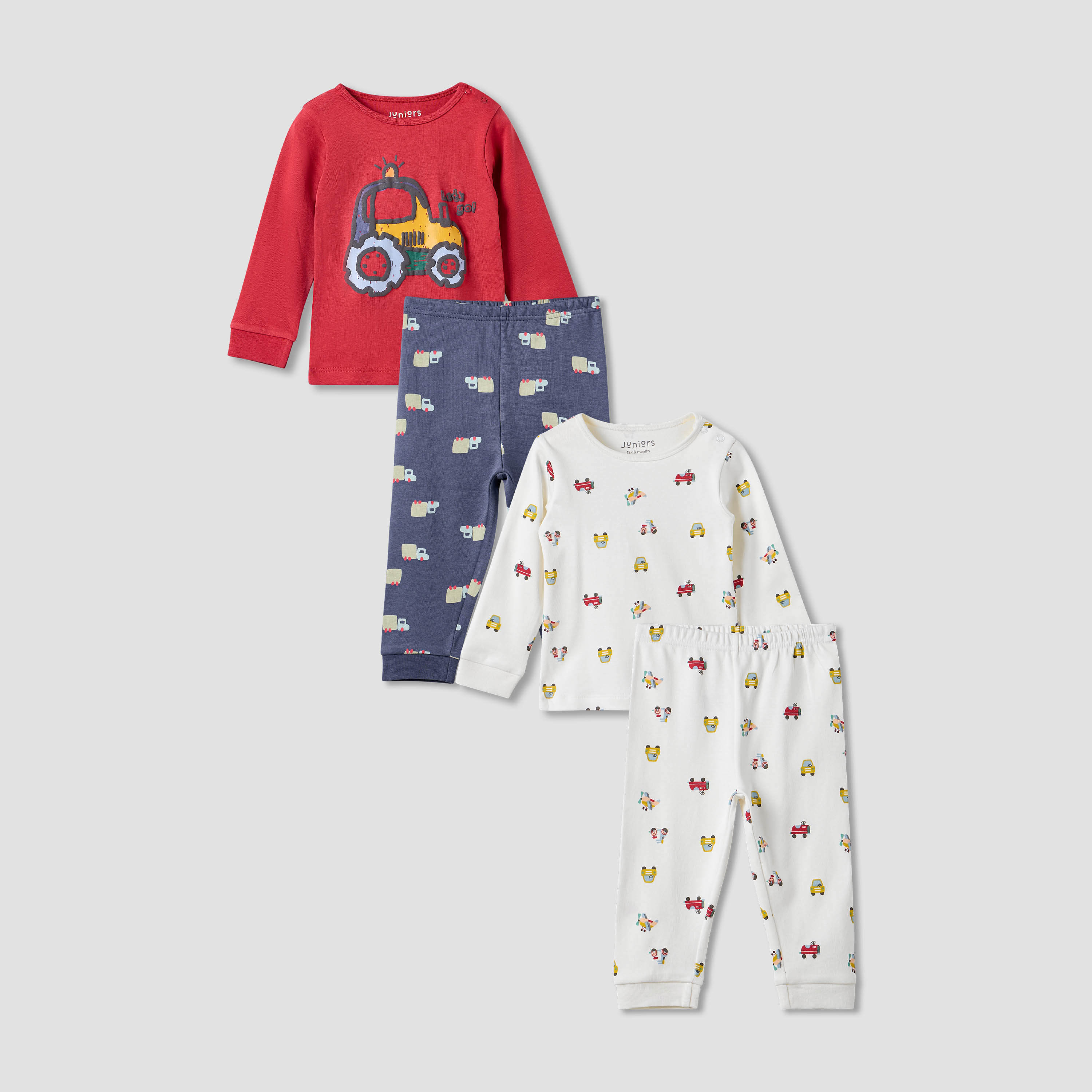 Juniors Vehicle Print T-shirt and Pyjamas - Set of 2-baby-boys-clothing-nightwear-pyjamasets-image-1