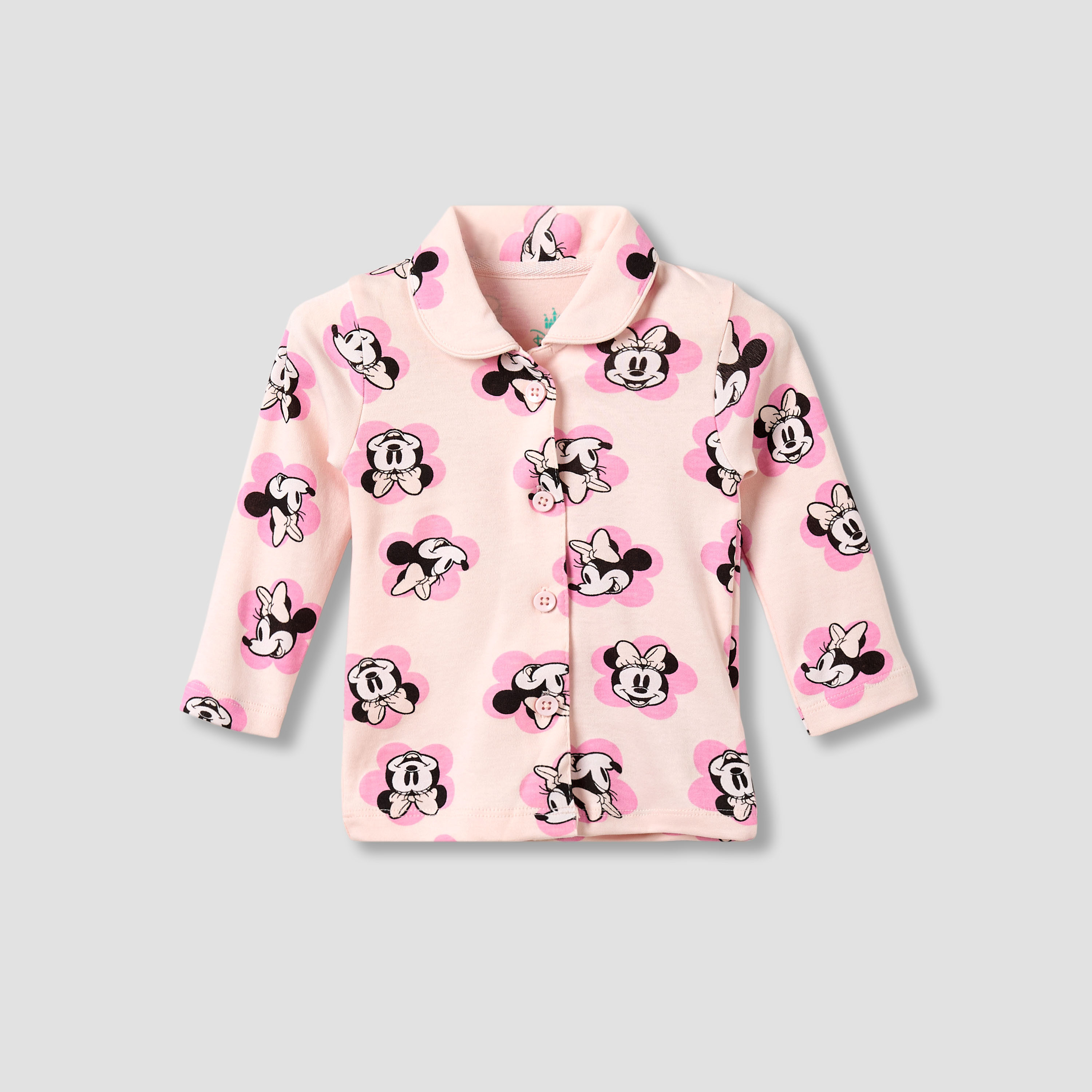 طقم بيجاما قطن بطبعات ميني ماوس وياقة عادية وأكمام طويلة من ديزني-baby-girls-clothing-nightwear-pyjamasets-image-3