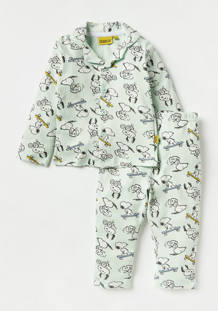 Disney Snoopy All-Over Print Long Sleeves Shirt and Elasticated Pyjama Set-Pyjama Sets-image-0