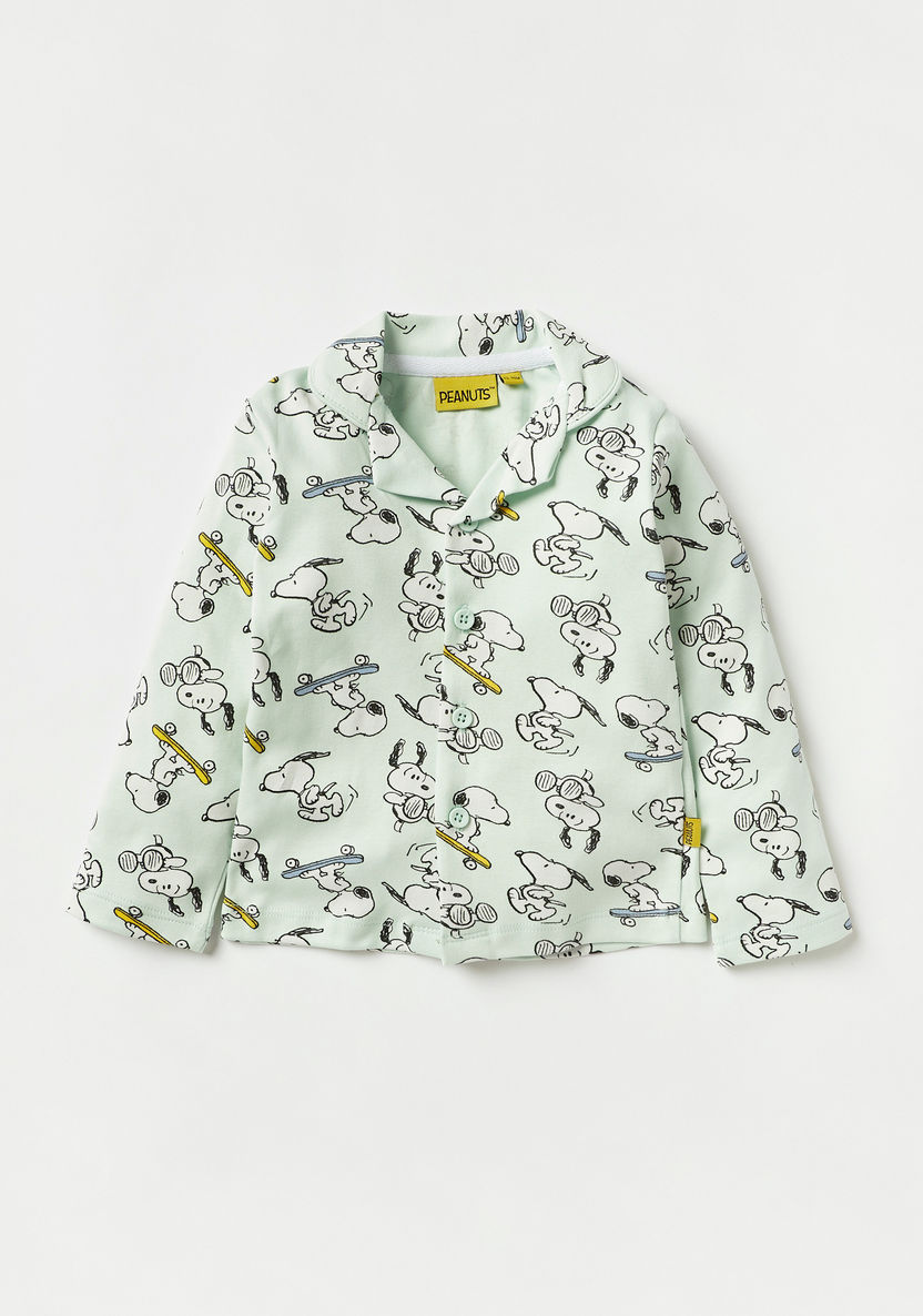 Disney Snoopy All-Over Print Long Sleeves Shirt and Elasticated Pyjama Set-Pyjama Sets-image-1