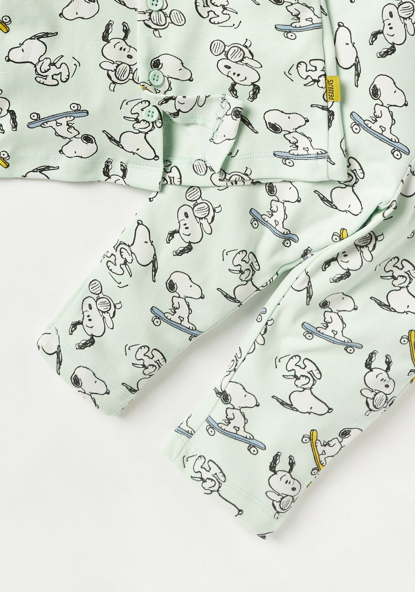 Disney Snoopy All-Over Print Long Sleeves Shirt and Elasticated Pyjama Set-Pyjama Sets-image-4