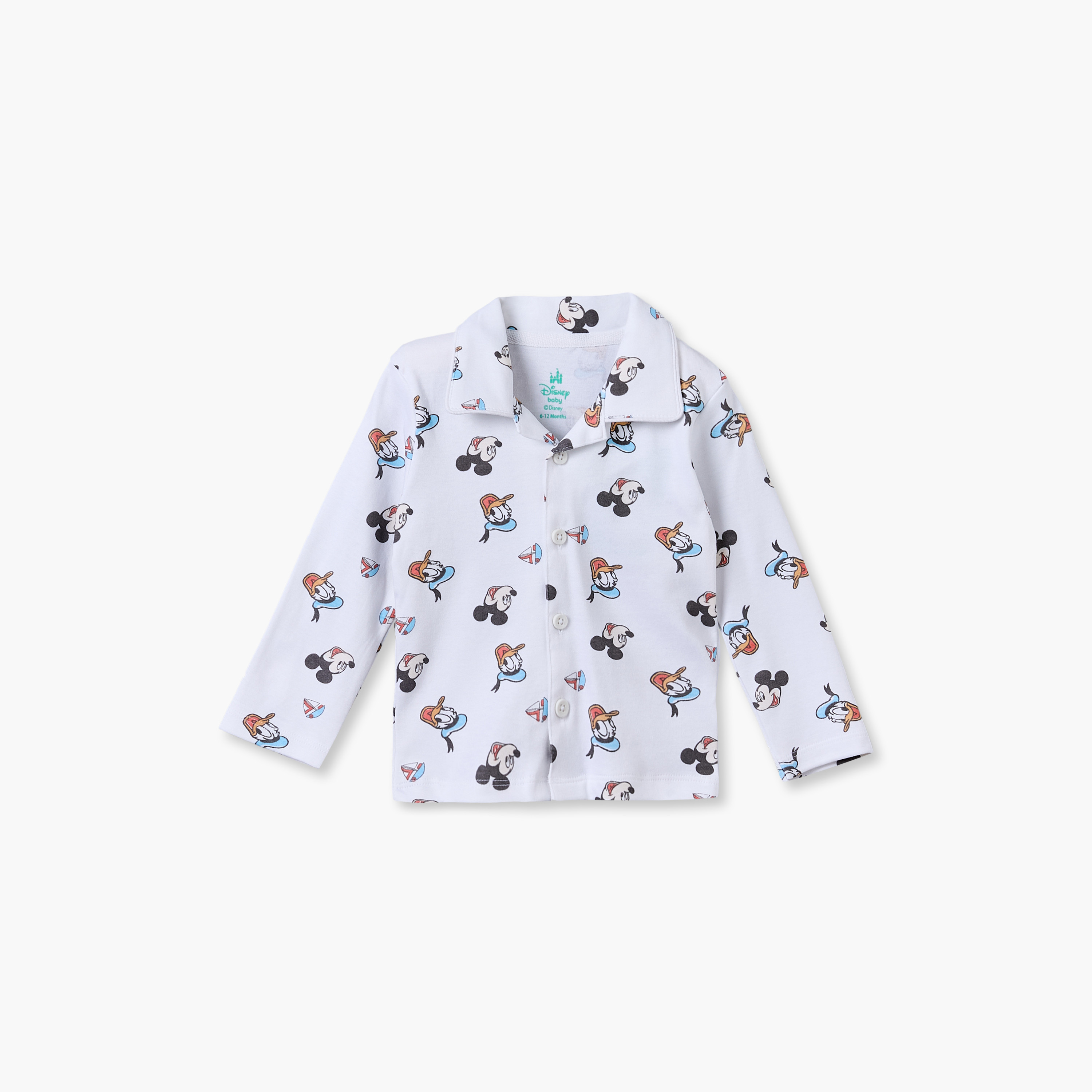 طقم بيجاما قطنية بياقة وأكمام طويلة بطبعات ميكي ماوس ودونالد داك من ديزني-baby-boys-clothing-nightwear-pyjamasets-image-2