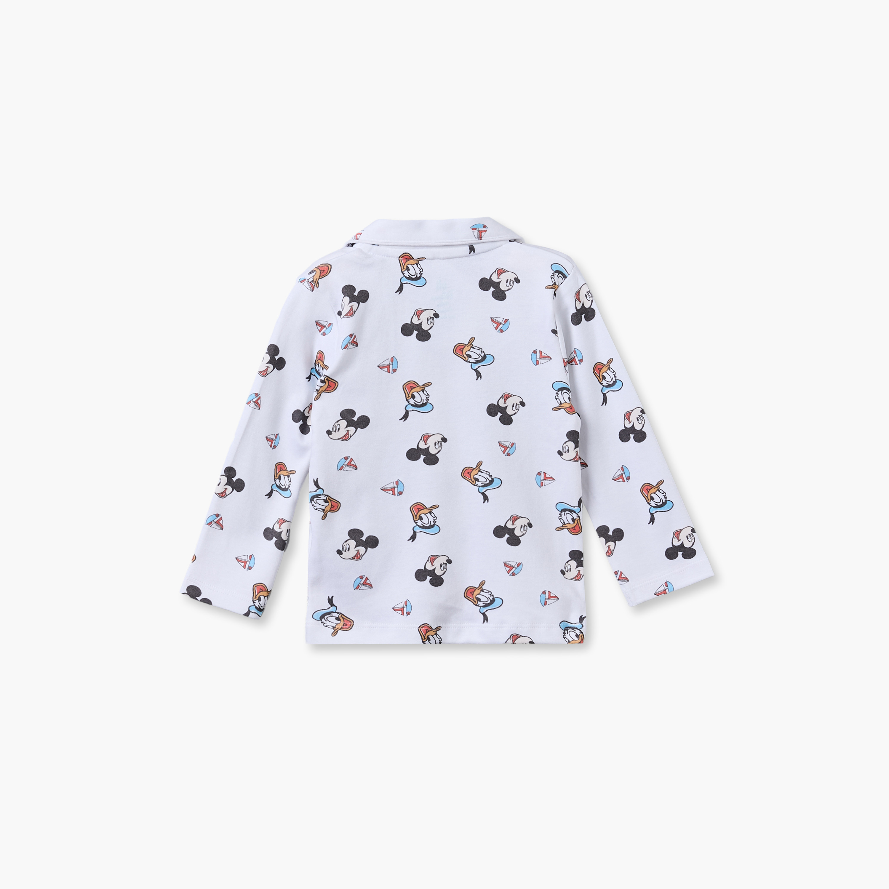 طقم بيجاما قطنية بياقة وأكمام طويلة بطبعات ميكي ماوس ودونالد داك من ديزني-baby-boys-clothing-nightwear-pyjamasets-image-4