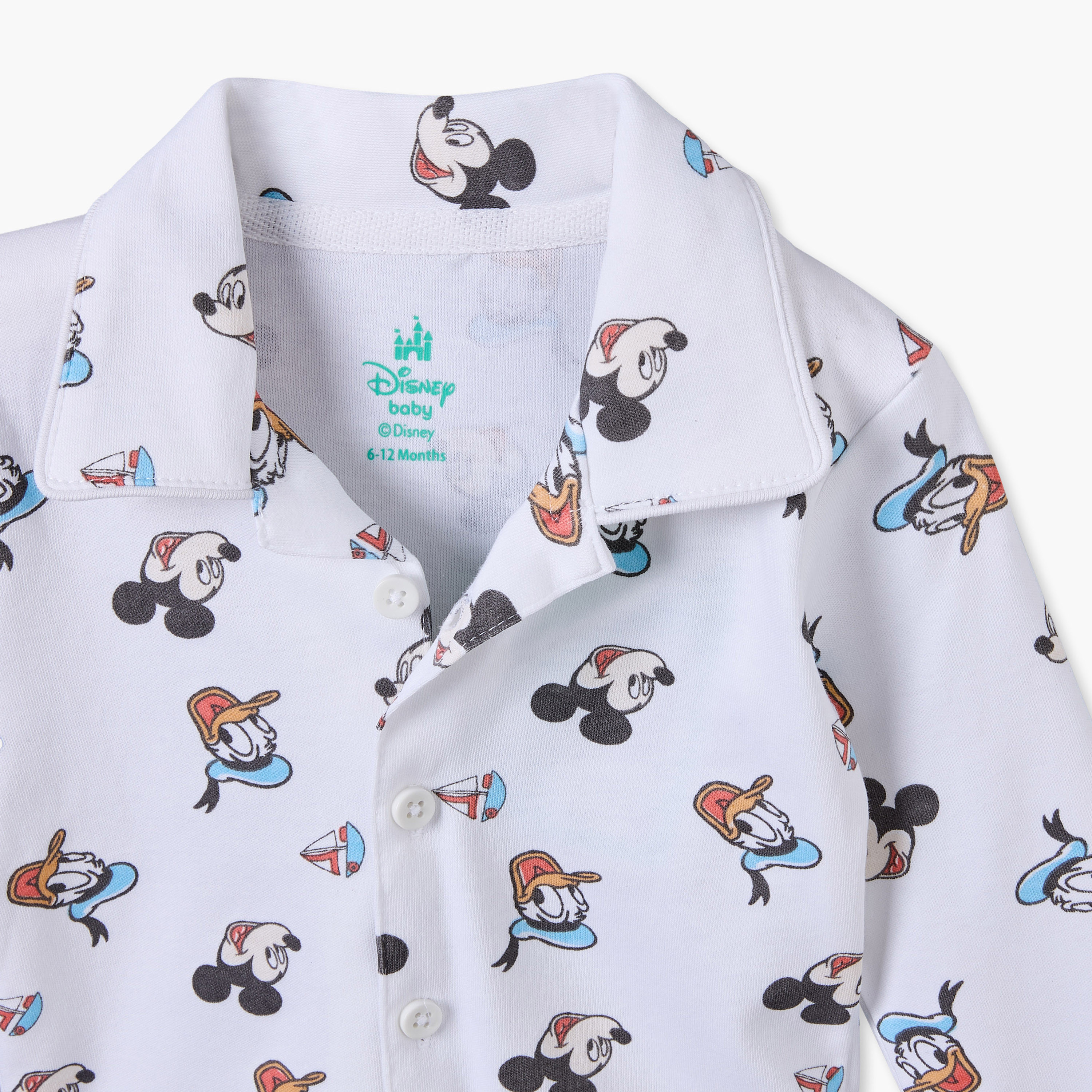 طقم بيجاما قطنية بياقة وأكمام طويلة بطبعات ميكي ماوس ودونالد داك من ديزني-baby-boys-clothing-nightwear-pyjamasets-image-6