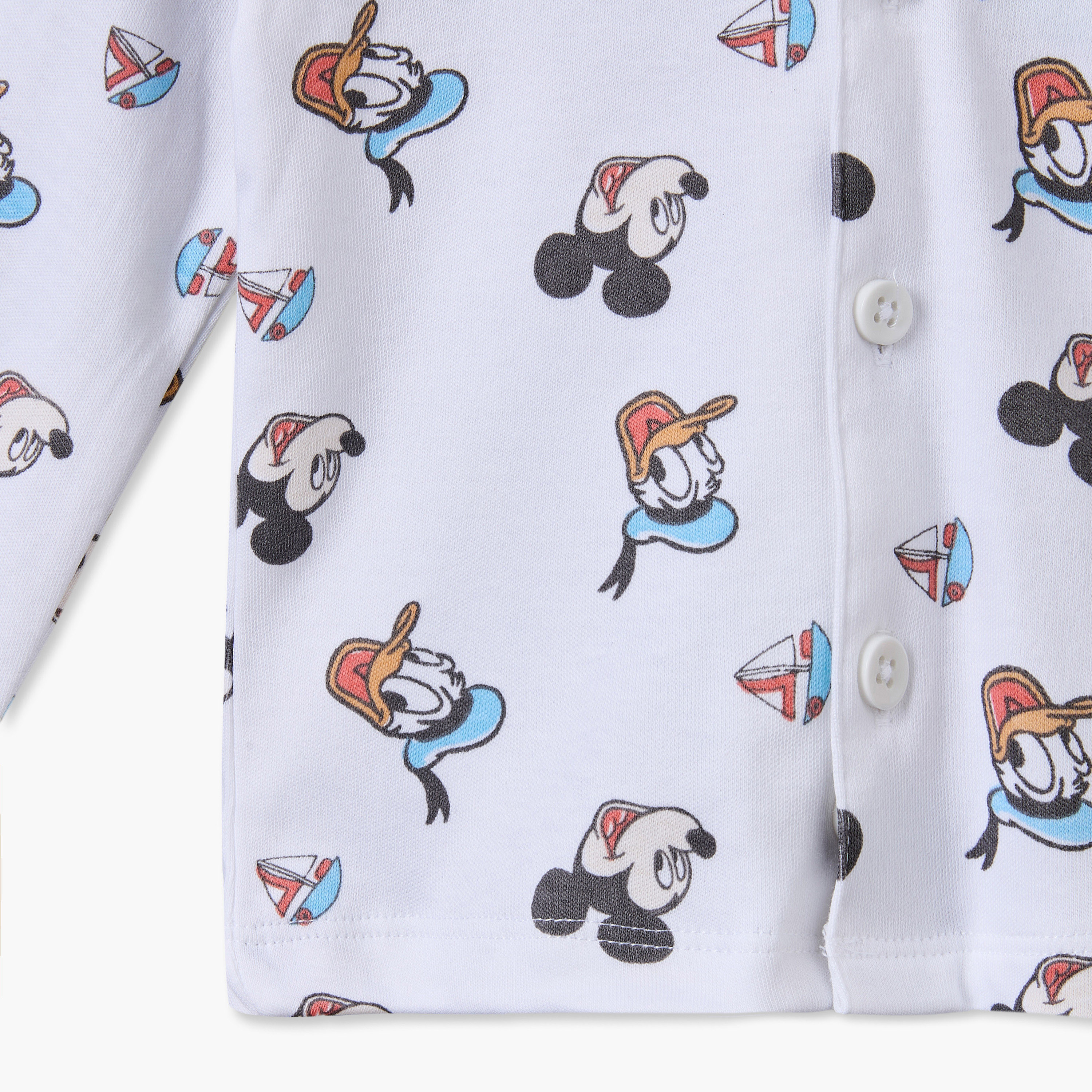 طقم بيجاما قطنية بياقة وأكمام طويلة بطبعات ميكي ماوس ودونالد داك من ديزني-baby-boys-clothing-nightwear-pyjamasets-image-7