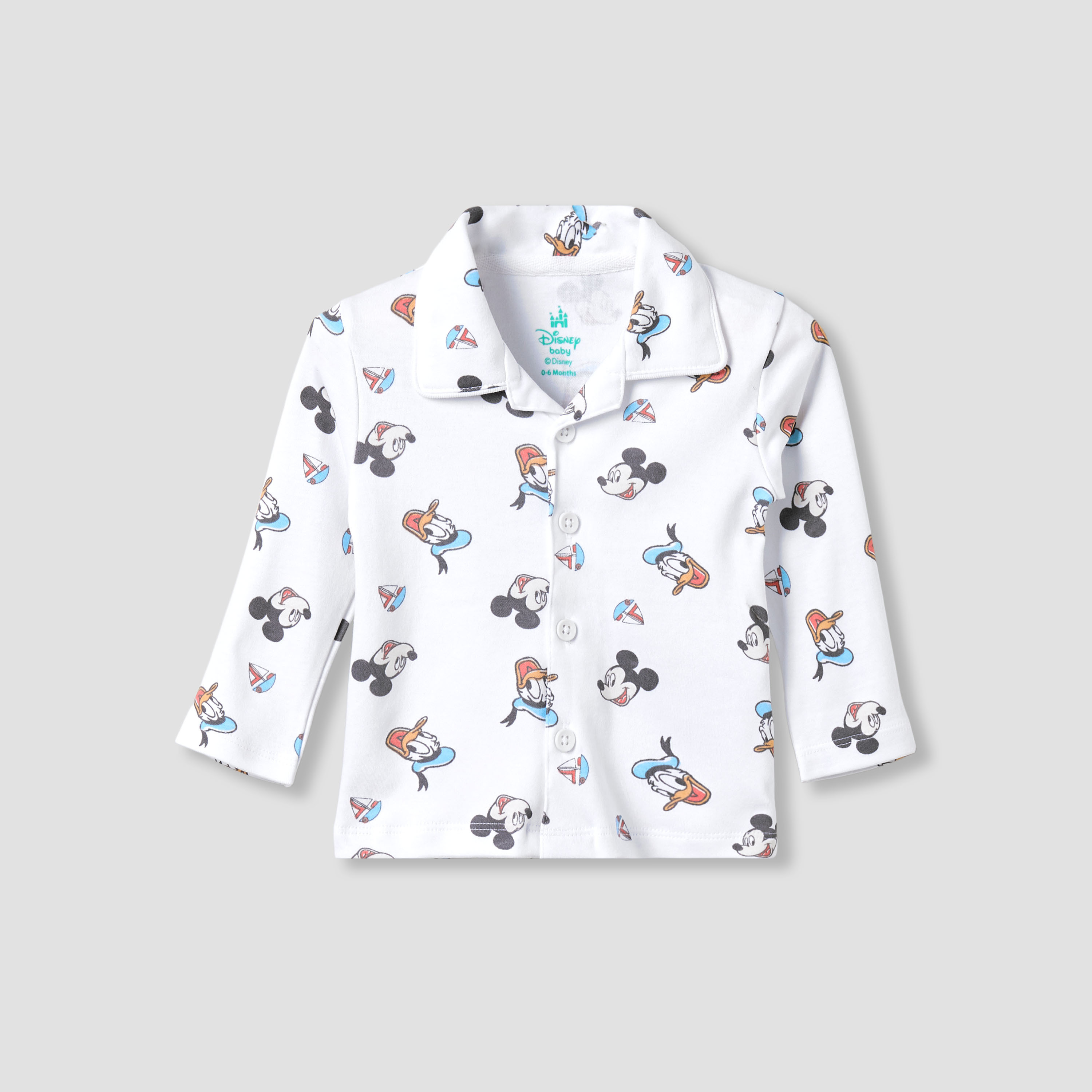 طقم بيجاما قطنية بياقة وأكمام طويلة بطبعات ميكي ماوس ودونالد داك من ديزني-baby-boys-clothing-nightwear-pyjamasets-image-3