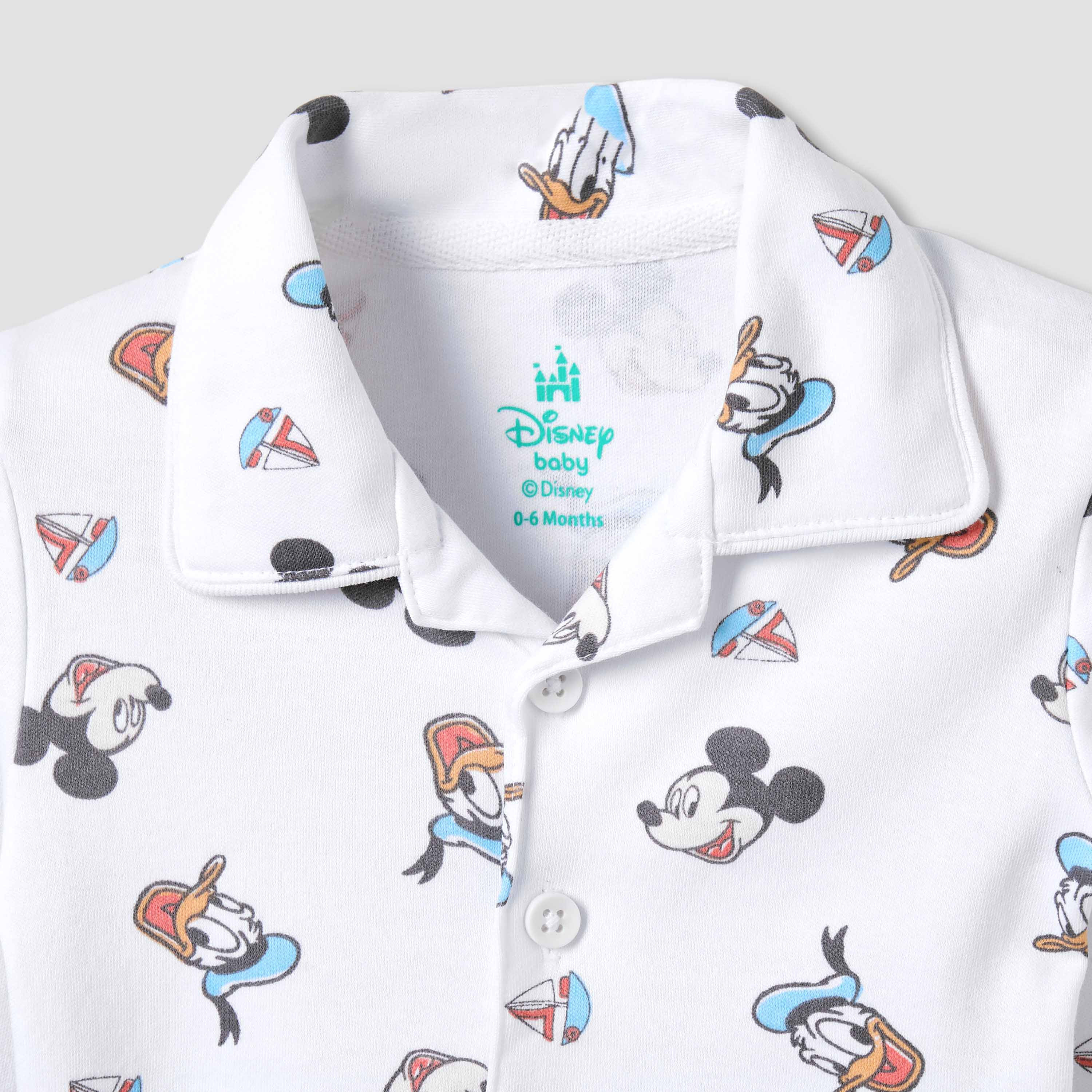 طقم بيجاما قطنية بياقة وأكمام طويلة بطبعات ميكي ماوس ودونالد داك من ديزني-baby-boys-clothing-nightwear-pyjamasets-image-5
