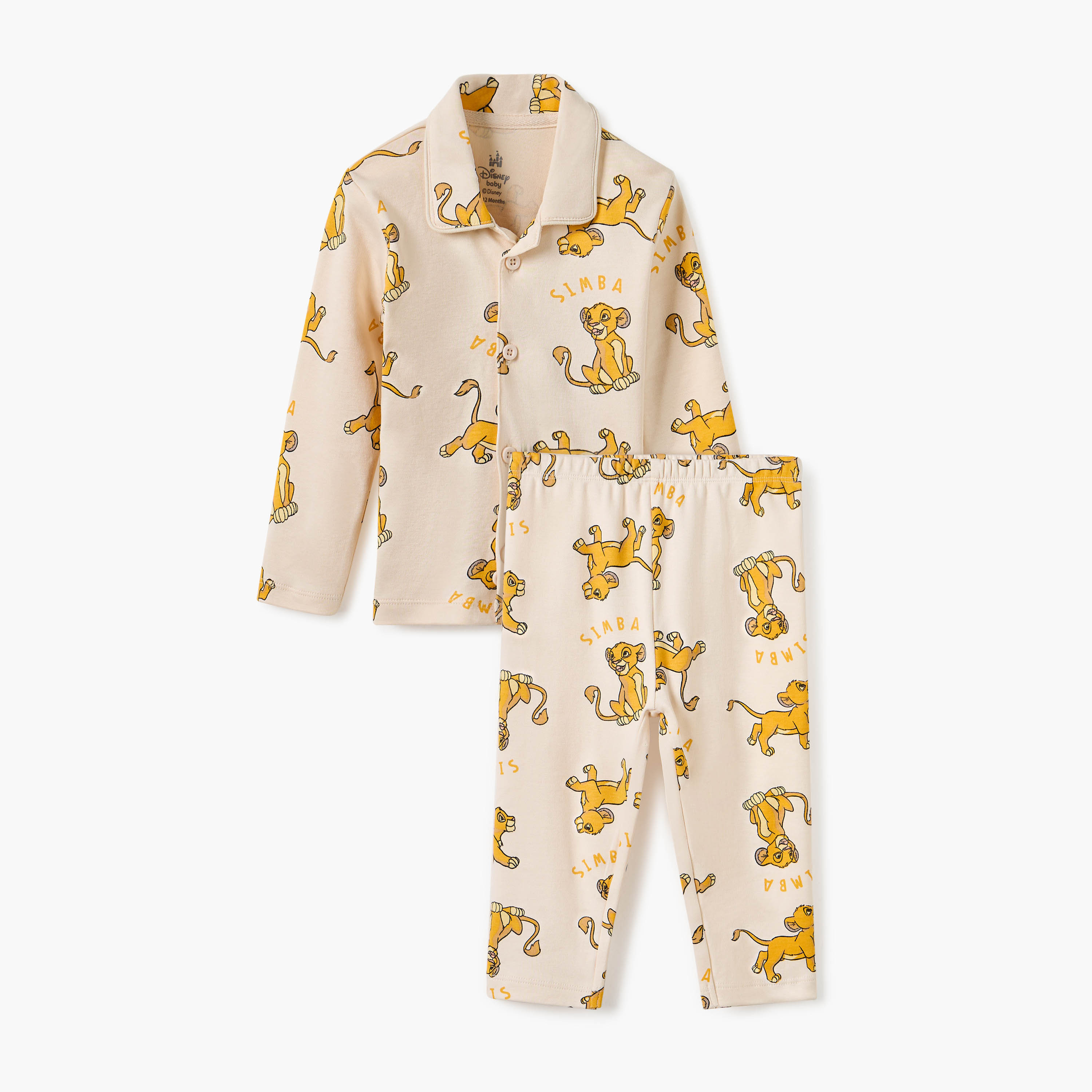 Disney Simba Print Shirt and Pyjama Set-baby-boys-clothing-nightwear-pyjamasets-image-1