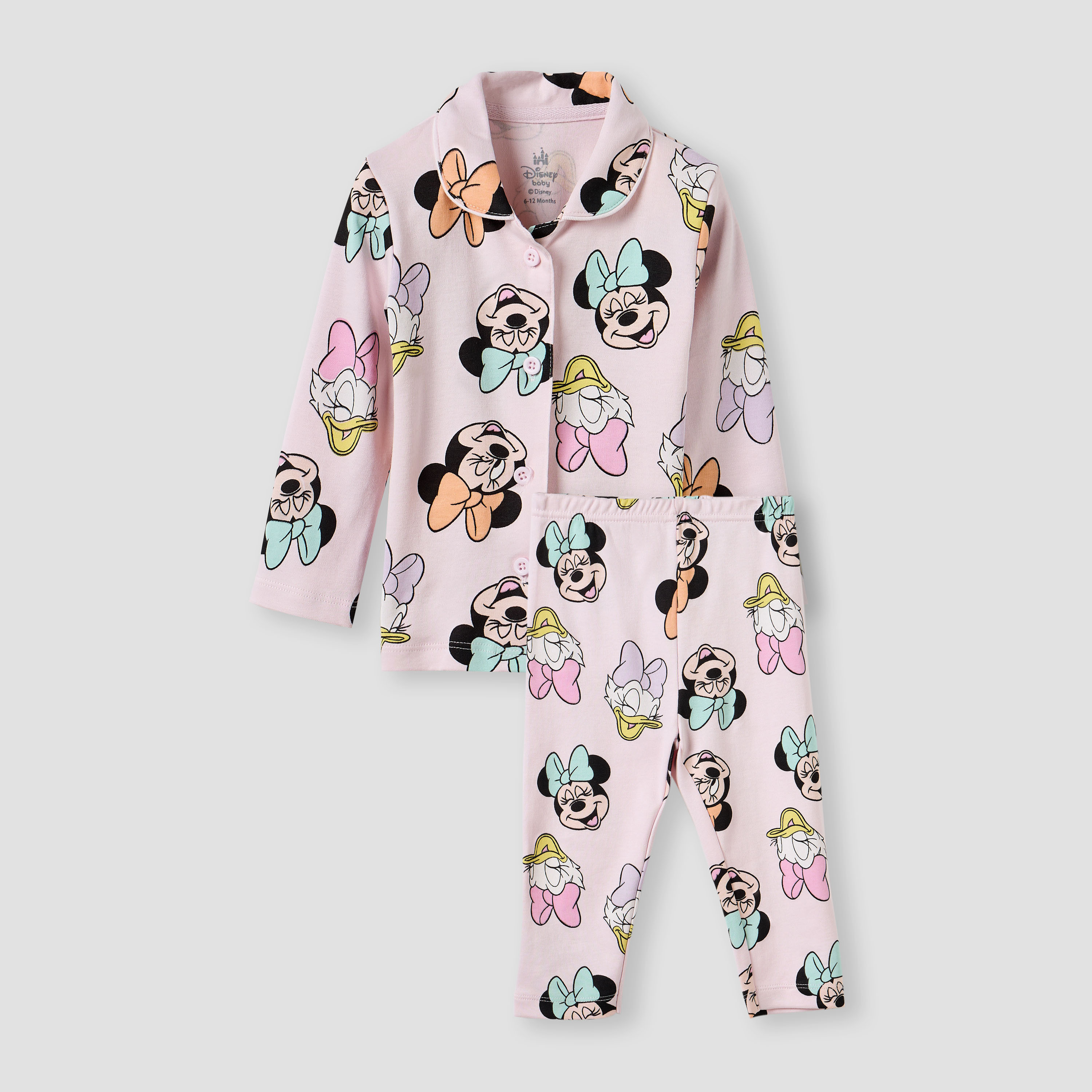 Disney Minnie Mouse and Daisy Duck Print Shirt and Pyjama Set-baby-girls-clothing-nightwear-pyjamasets-image-1