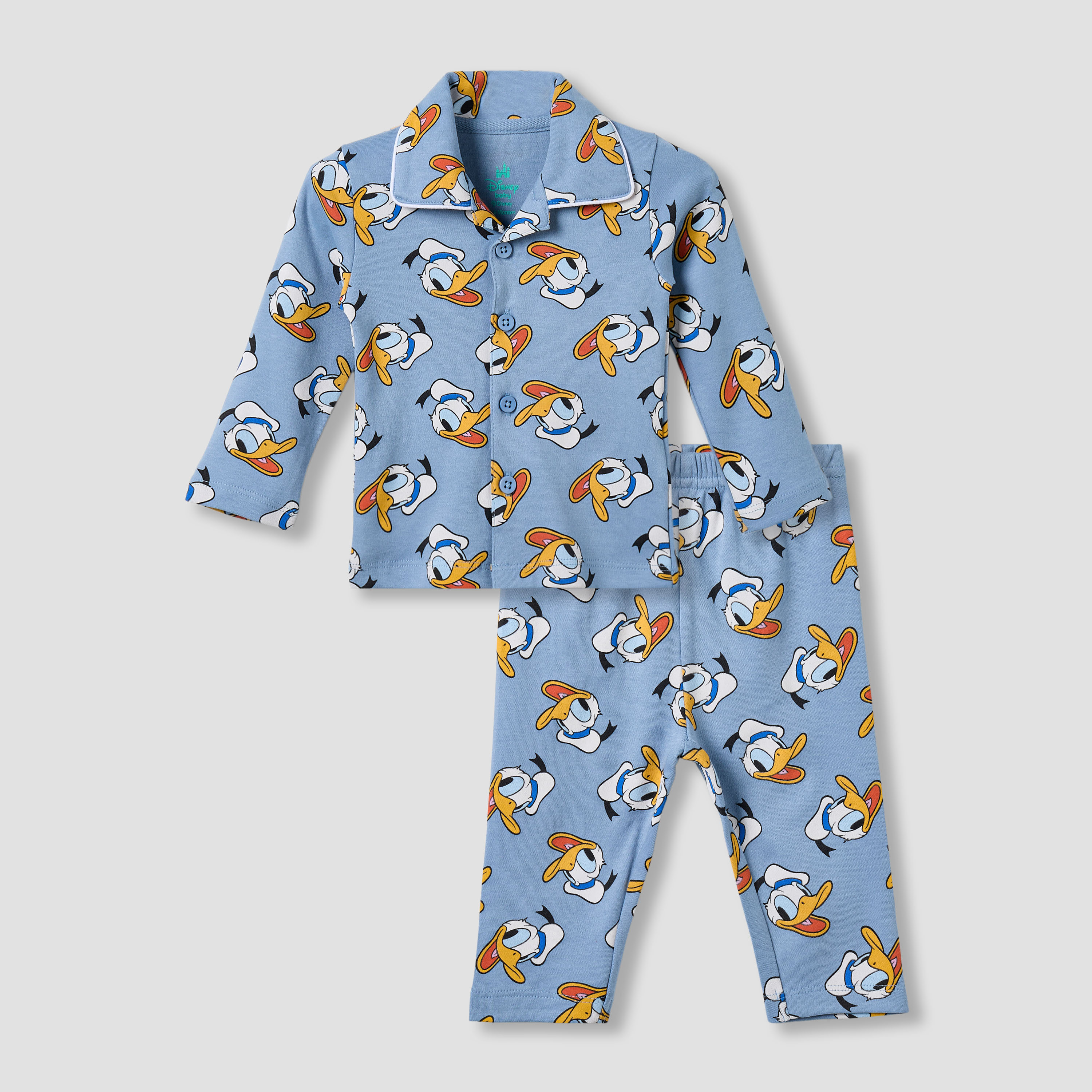 طقم بيجاما قطنية بياقة وأكمام طويلة بطبعات دونالد داك من ديزني-baby-boys-clothing-nightwear-pyjamasets-image-2