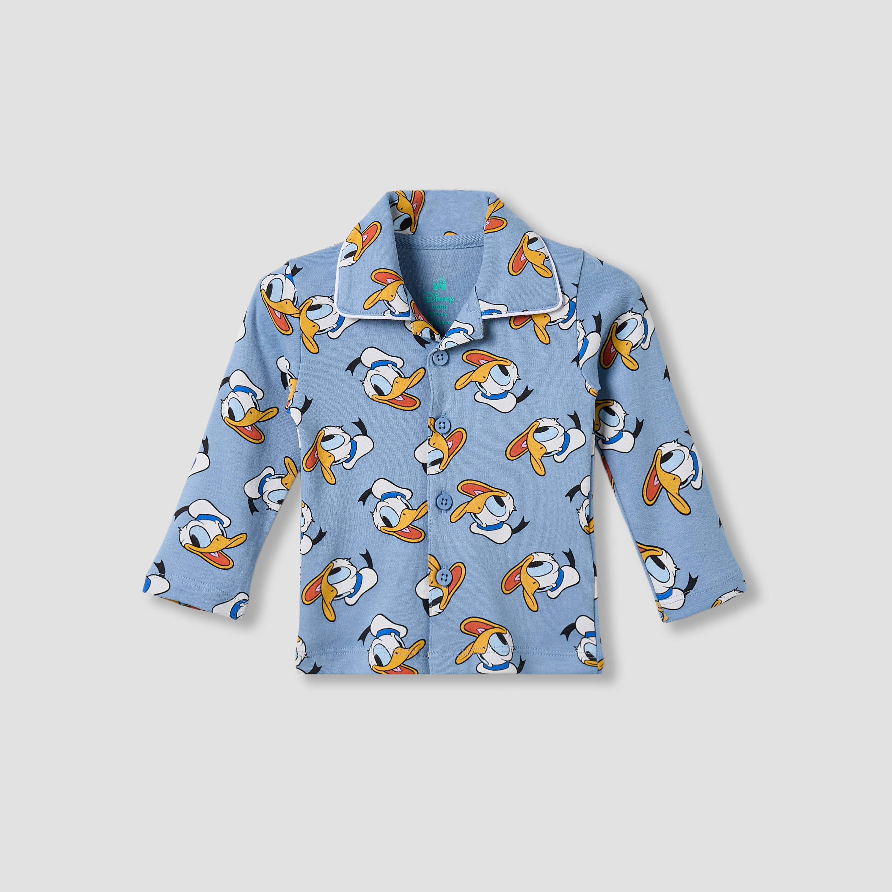 طقم بيجاما قطنية بياقة وأكمام طويلة بطبعات دونالد داك من ديزني-baby-boys-clothing-nightwear-pyjamasets-image-3