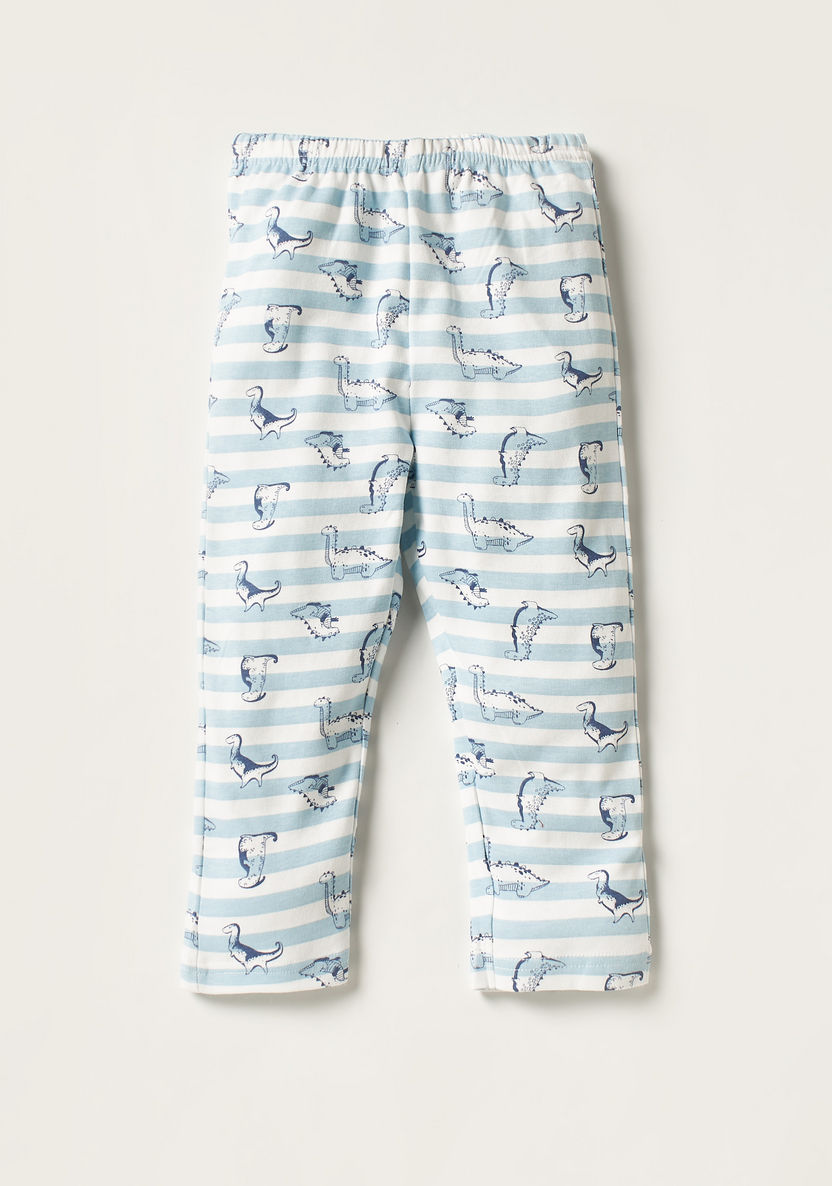 Juniors Dinosaur Print Short Sleeve T-shirt and Pyjama Set-Pyjama Sets-image-4