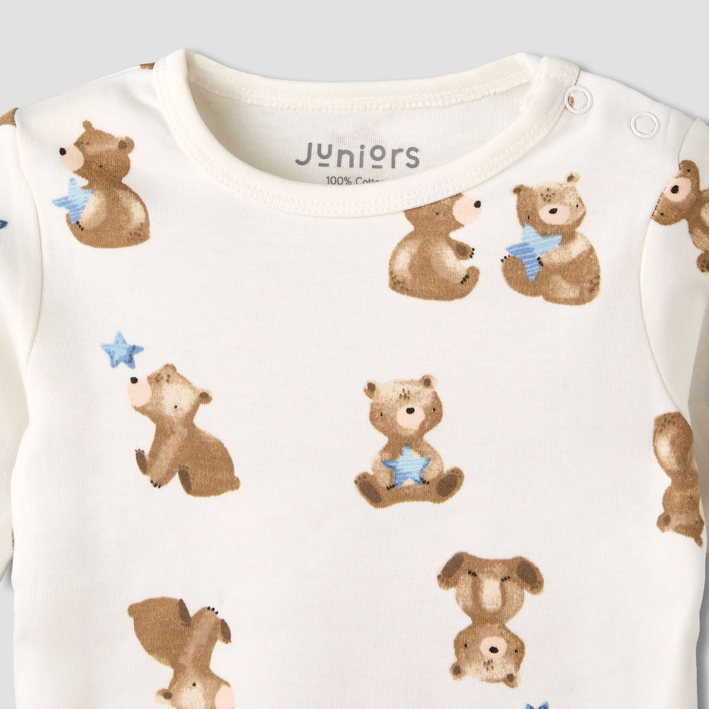 Pack of 3 Juniors Cotton Round Neck Long Sleeves Pyjama Set with Teddy Print-baby-boys-clothing-nightwear-pyjamasets-image-10