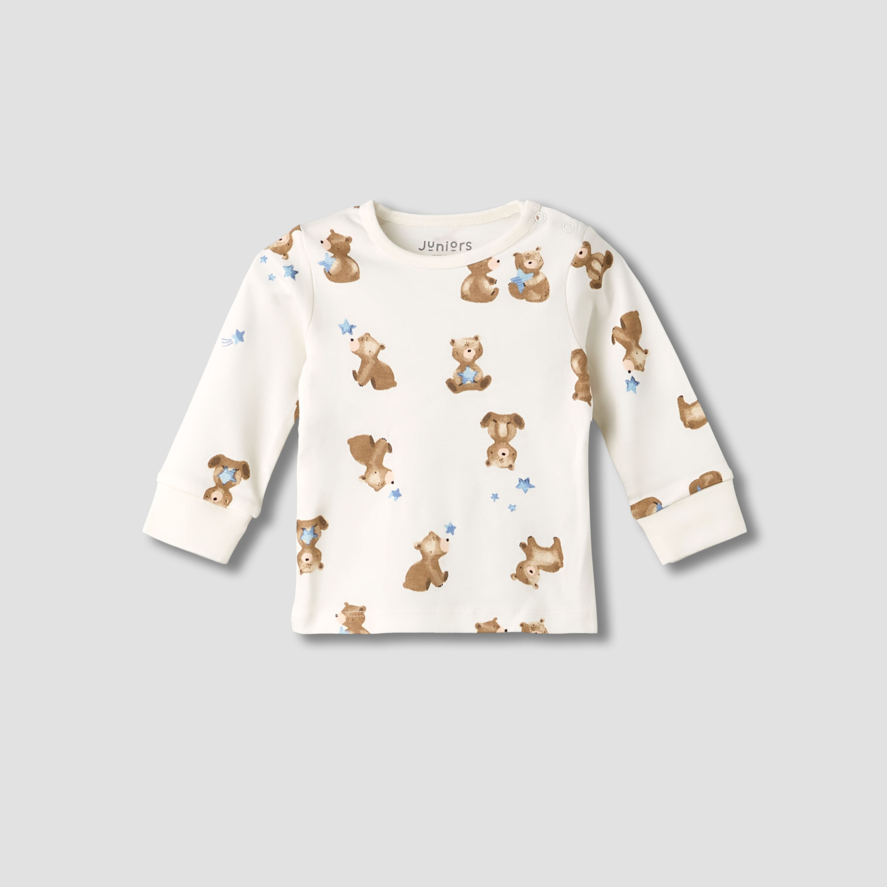 Pack of 3 Juniors Cotton Round Neck Long Sleeves Pyjama Set with Teddy Print-baby-boys-clothing-nightwear-pyjamasets-image-2