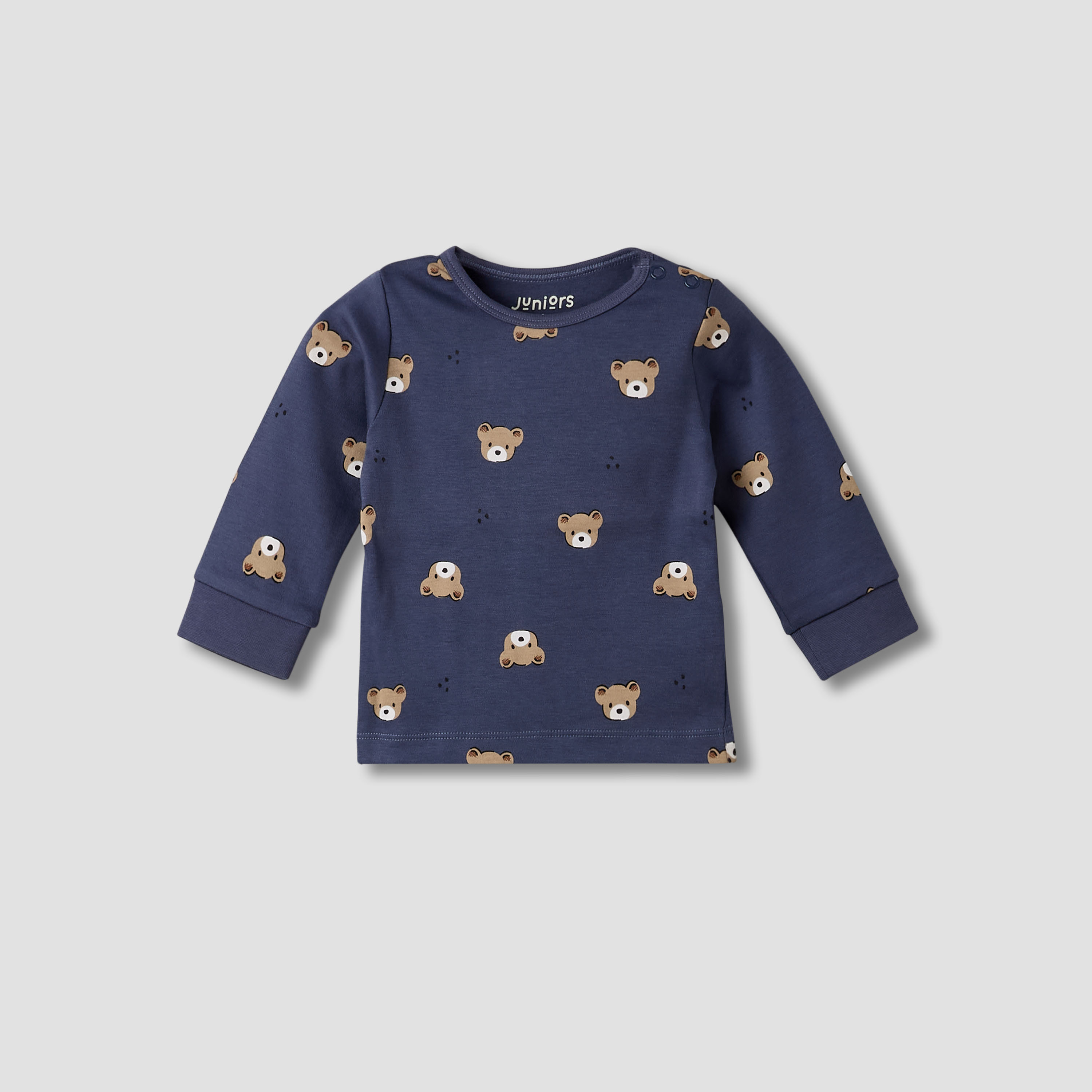 Pack of 3 Juniors Cotton Round Neck Long Sleeves Pyjama Set with Teddy Print-baby-boys-clothing-nightwear-pyjamasets-image-4