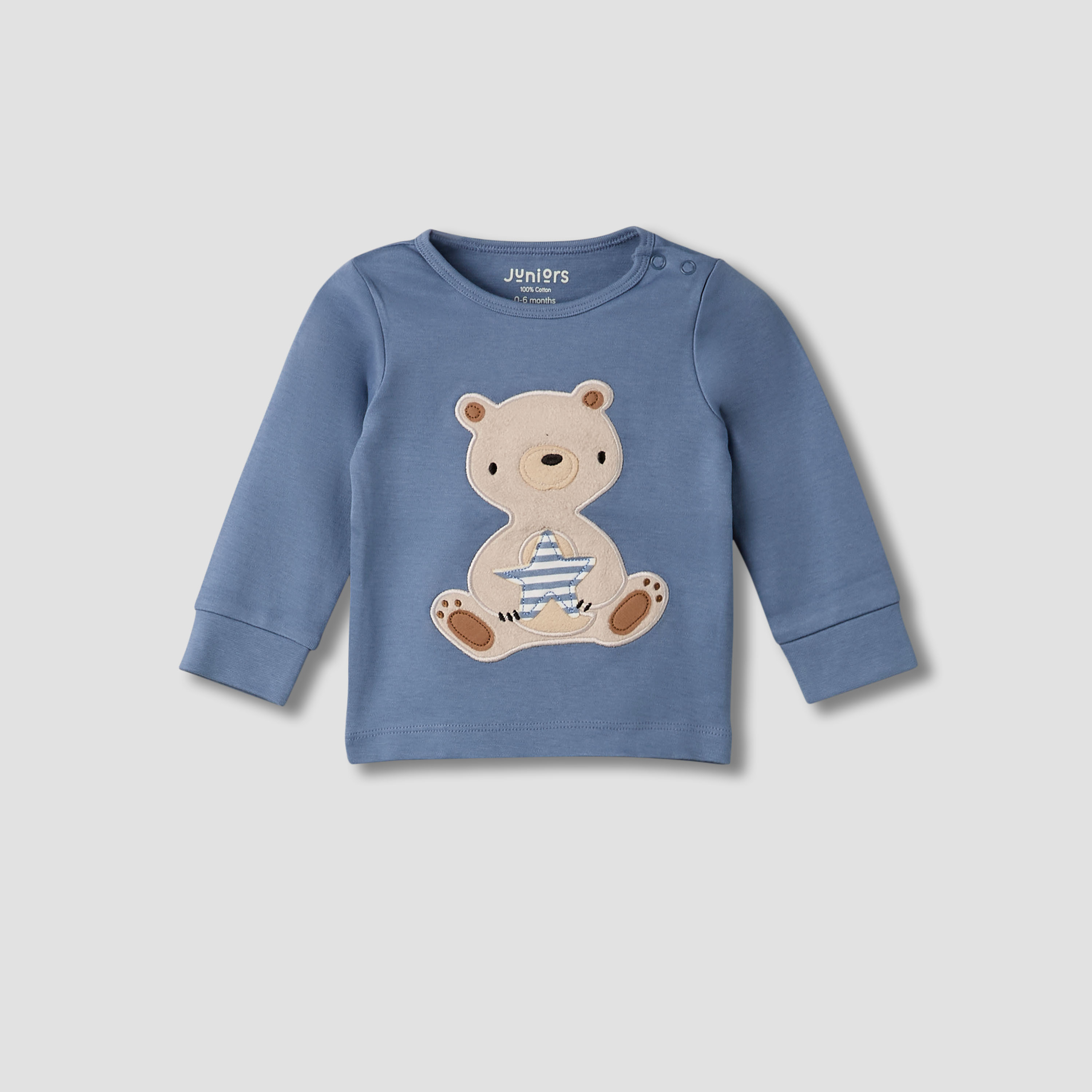 Pack of 3 Juniors Cotton Round Neck Long Sleeves Pyjama Set with Teddy Print-baby-boys-clothing-nightwear-pyjamasets-image-6