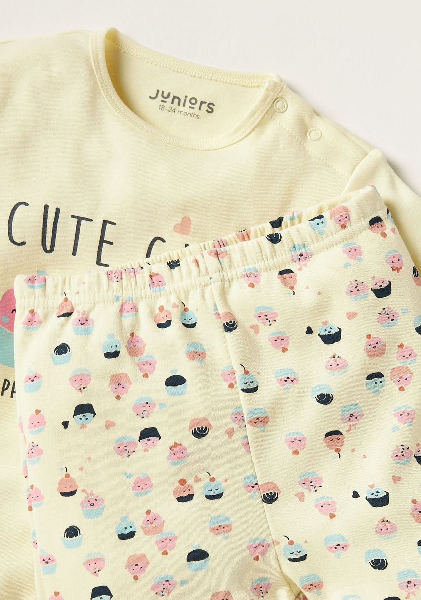 Juniors Printed Short Sleeve T-shirt and Pyjama Set-Pyjama Sets-image-2