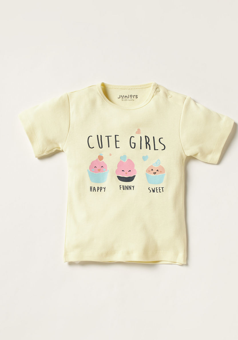 Juniors Printed Short Sleeve T-shirt and Pyjama Set-Pyjama Sets-image-3