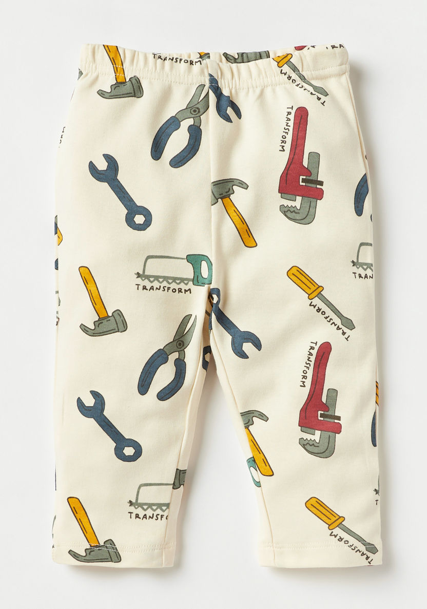 Juniors All-Over Tools Print Long Sleeves T-shirt and Pyjama Set-Pyjama Sets-image-2