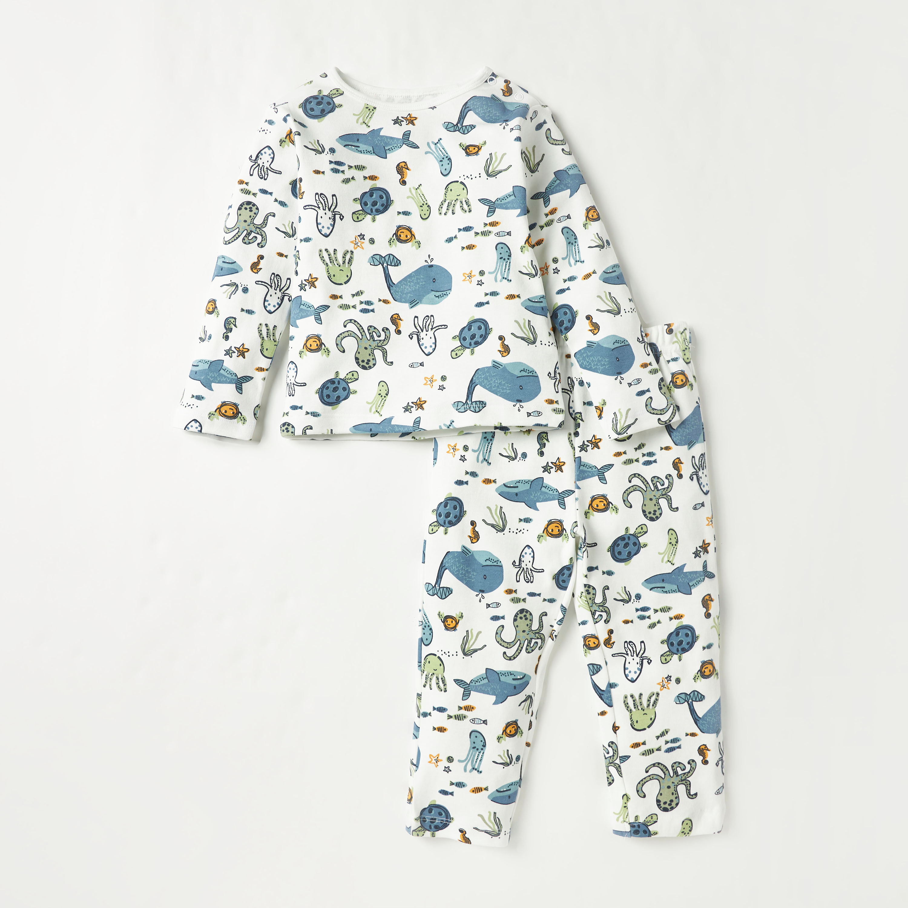 طقم بنطلون بيجاما وتيشيرت بطبعات حيوانات البحر من جونيورز-baby-boys-clothing-nightwear-pyjamasets-image-2