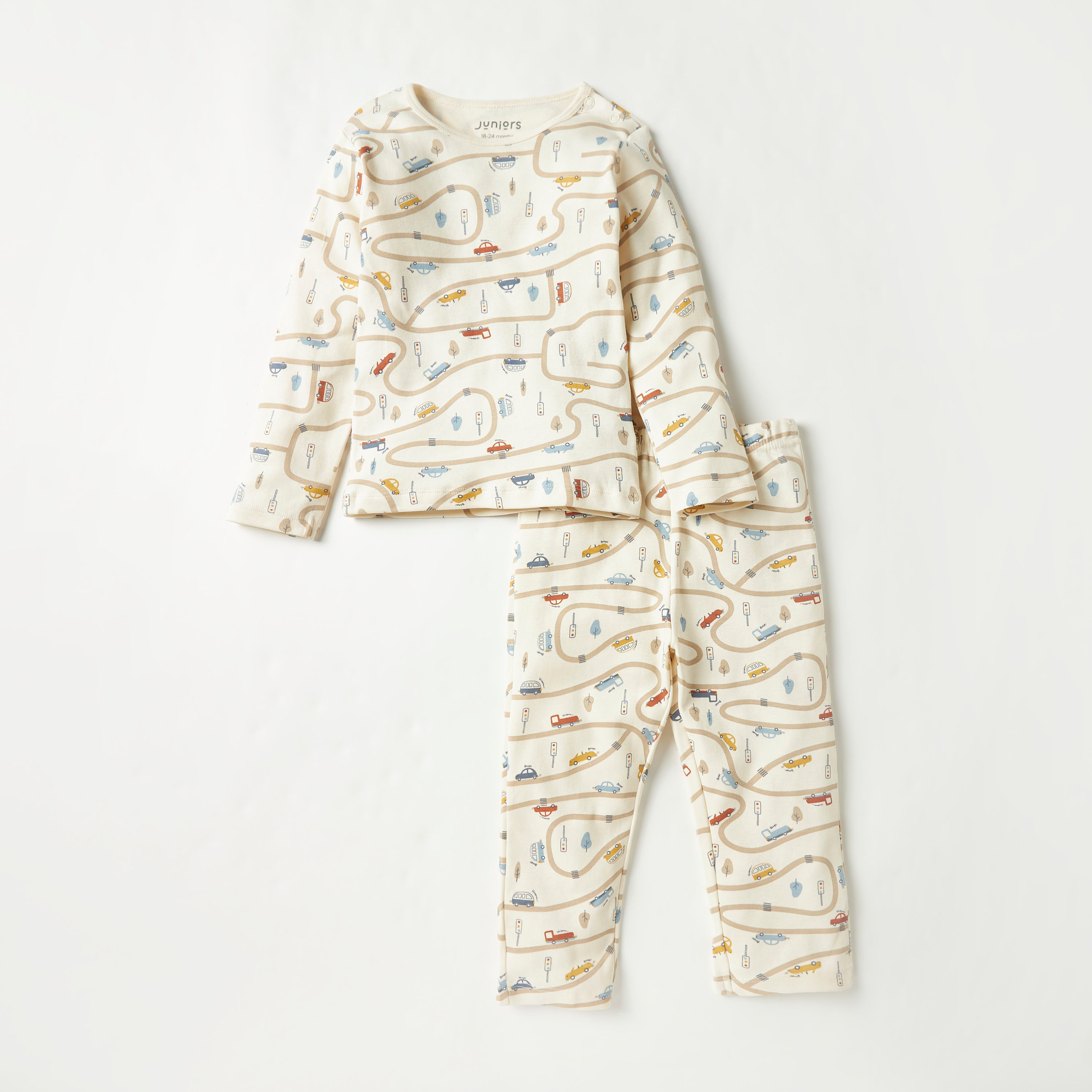Juniors Tractor Print T-shirt and Pyjama Set-baby-boys-clothing-nightwear-pyjamasets-image-2