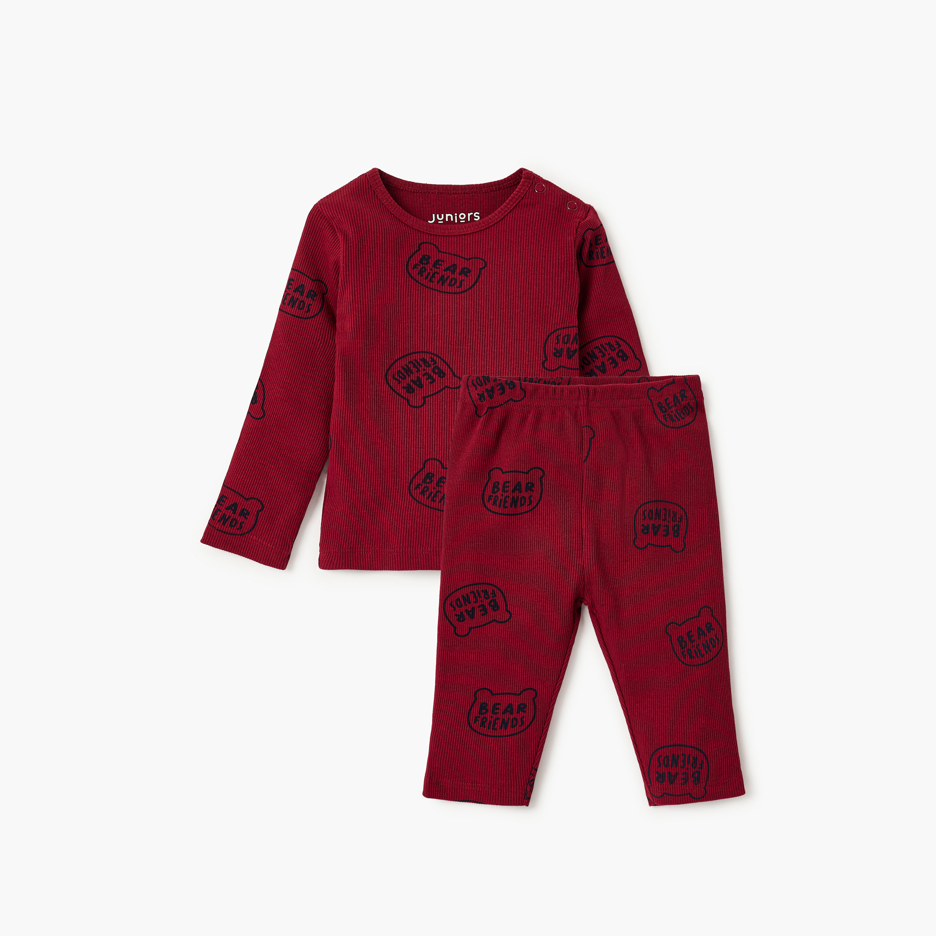 Juniors Bunny Print T-shirt and Pyjama Set-baby-girls-clothing-nightwear-pyjamasets-image-1