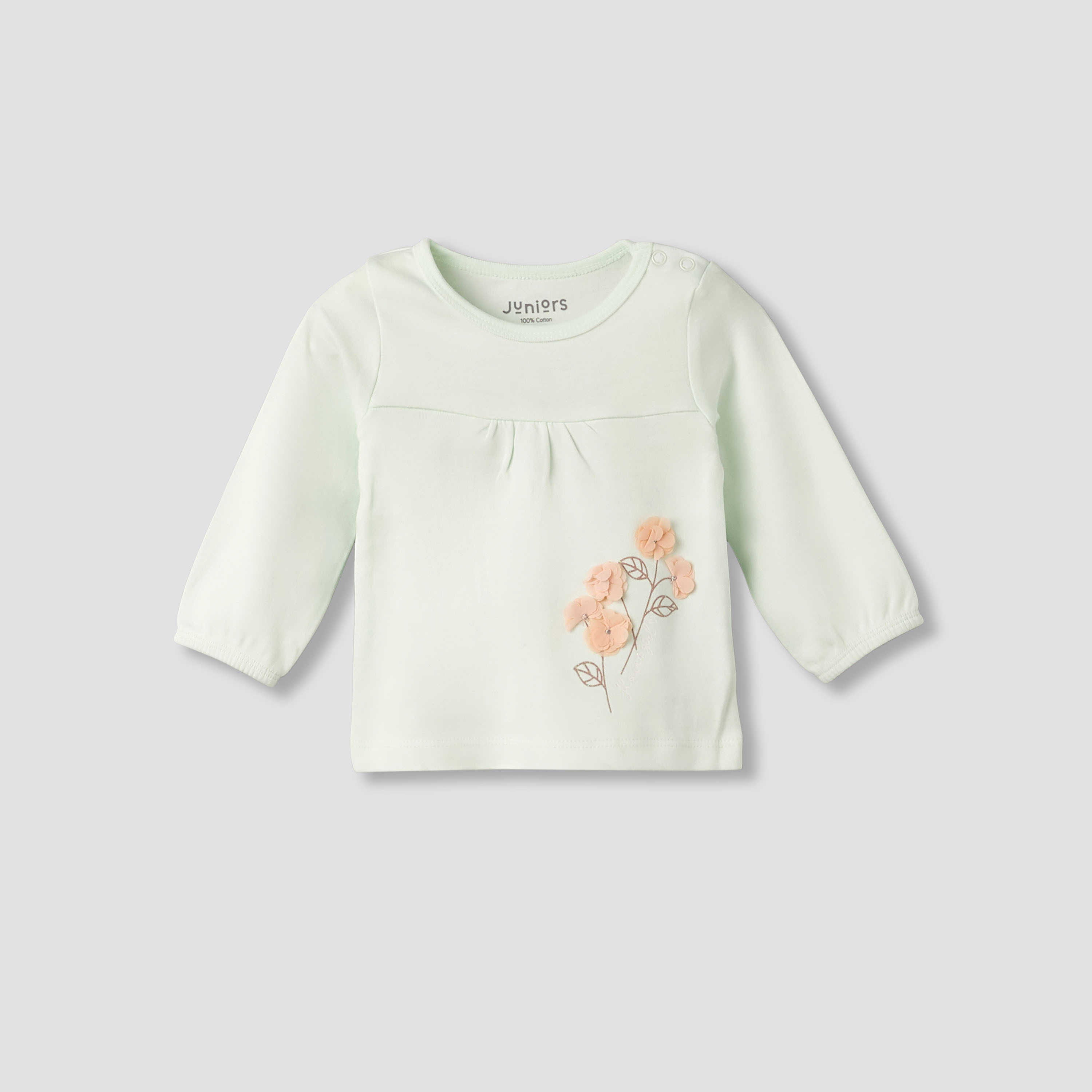 Pack of 3 Juniors Cotton Round Neck Long Sleeves Pyjama Set with Floral Print-baby-girls-clothing-nightwear-pyjamasets-image-4