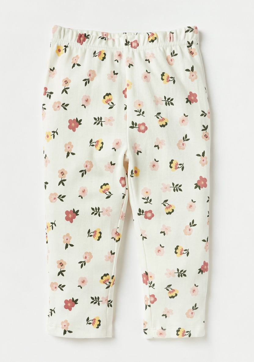 Juniors All-Over Floral Print T-shirt and Pyjama Set-Pyjama Sets-image-2