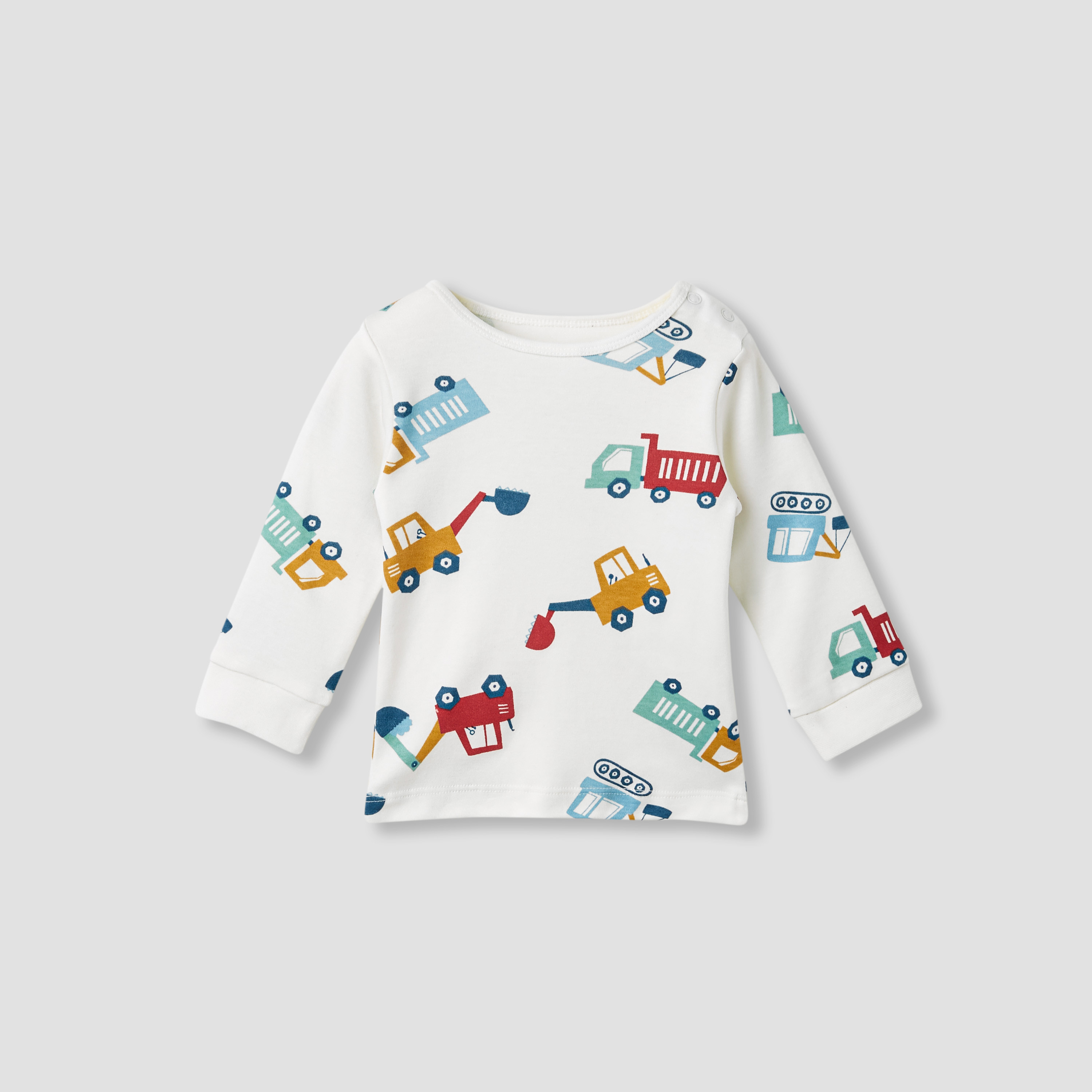 Juniors Construction Vehicle Print T-shirt and Pyjamas - Set of 3-baby-boys-clothing-nightwear-pyjamasets-image-2