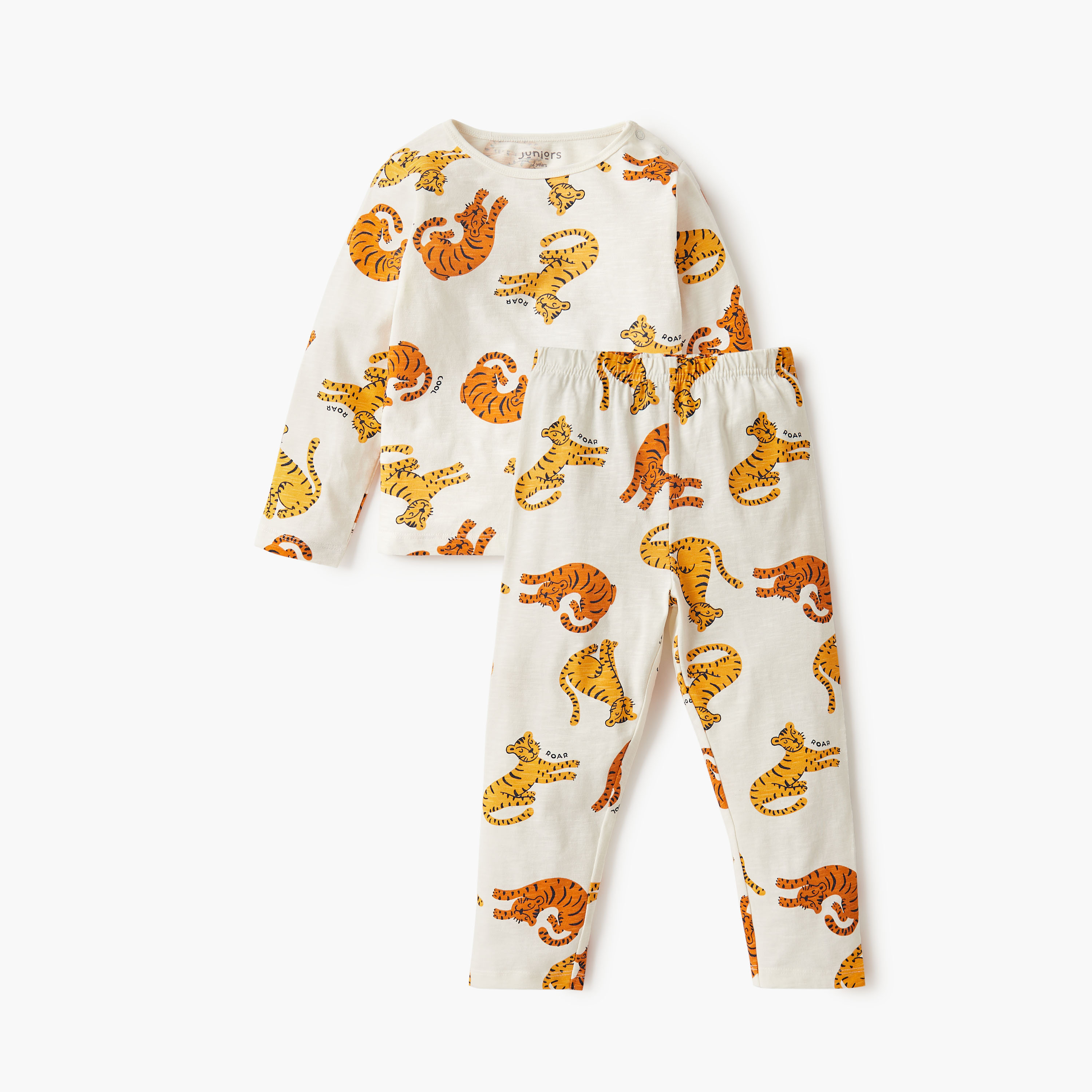 Juniors Pyjama Set with Bear Print - Cotton - Long Sleeves - Round Neck-baby-boys-clothing-nightwear-pyjamasets-image-1