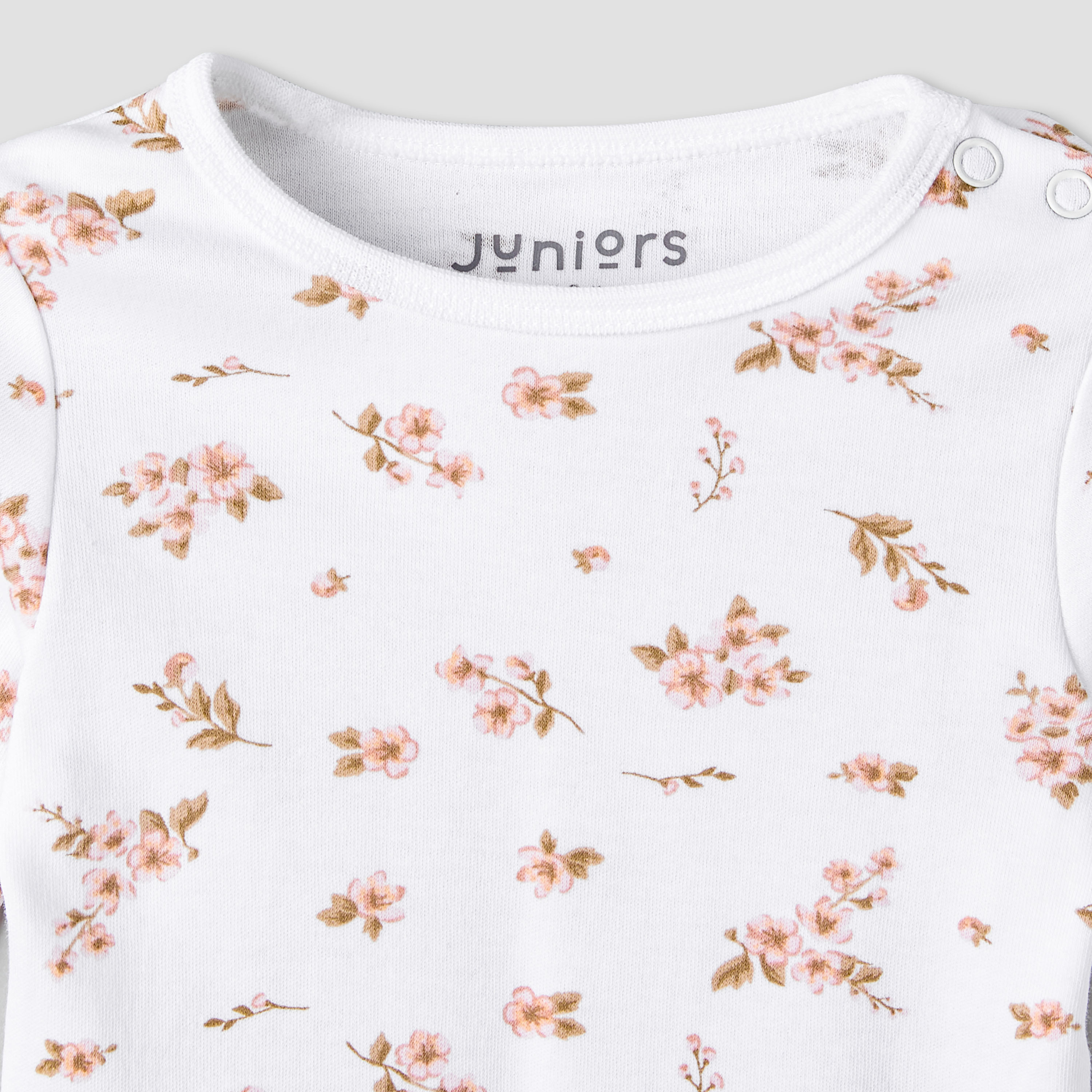 Pack of 3 Juniors Cotton Round Neck Long Sleeves Pyjama Set with Floral Print-baby-girls-clothing-nightwear-pyjamasets-image-12
