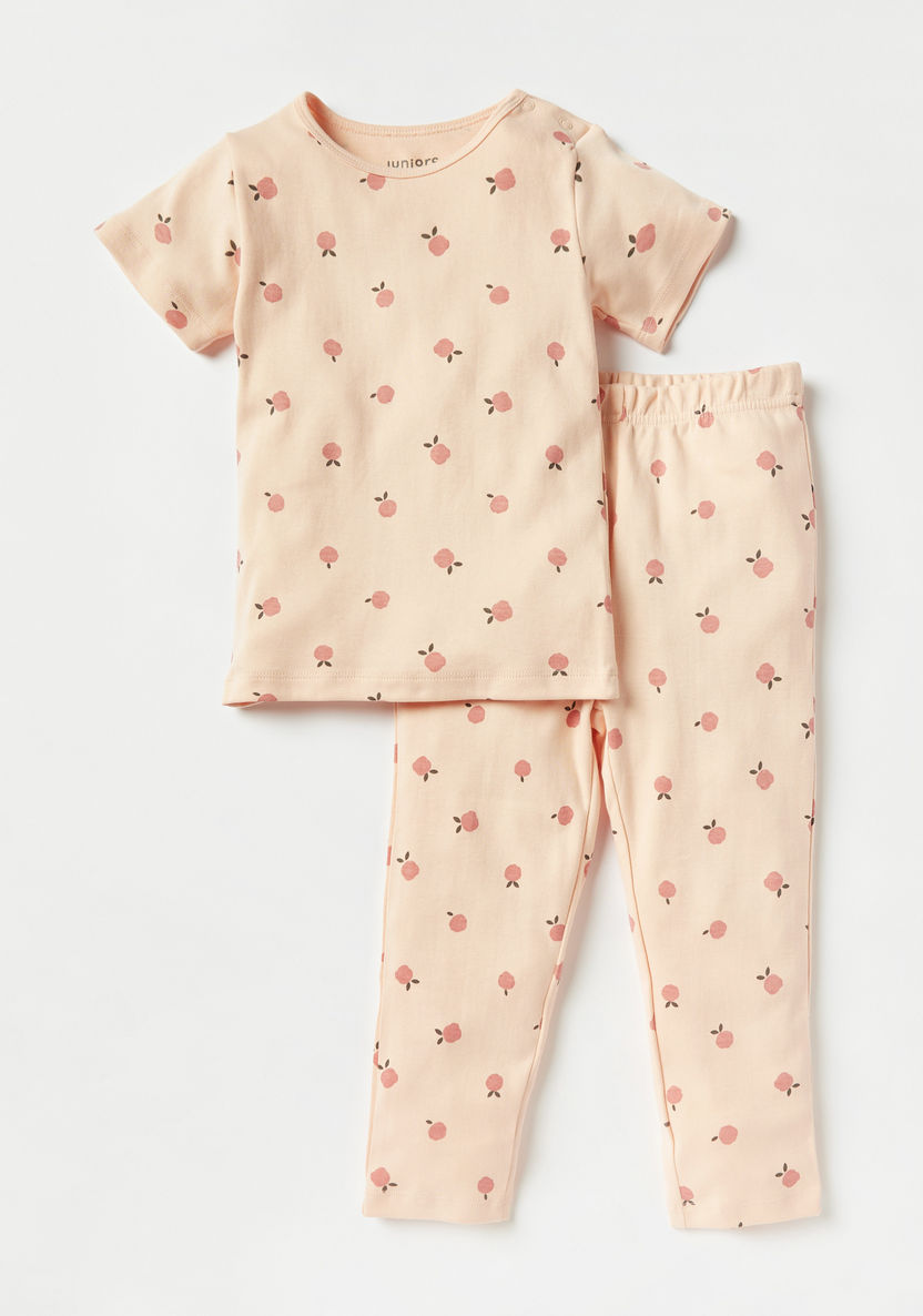 Juniors All-Over Apple Print T-shirt and Pyjama Set-Pyjama Sets-image-0