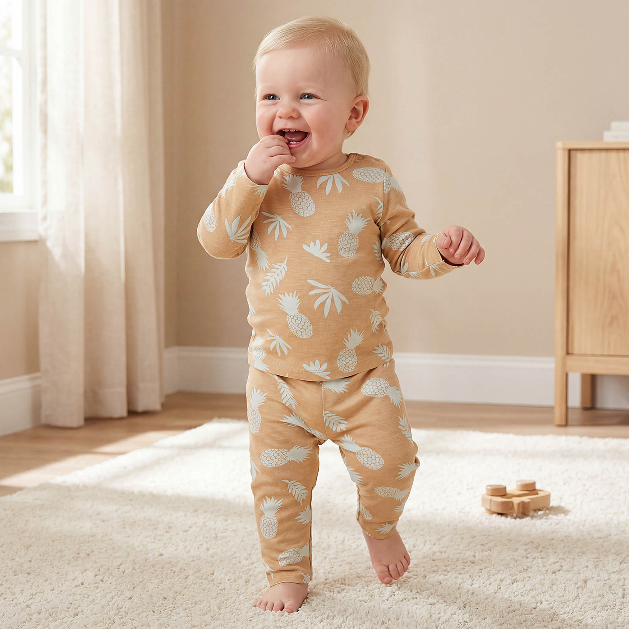 Juniors All-Over Pineapple Print T-shirt and Pyjama Set-baby-boys-clothing-nightwear-pyjamasets-image-2