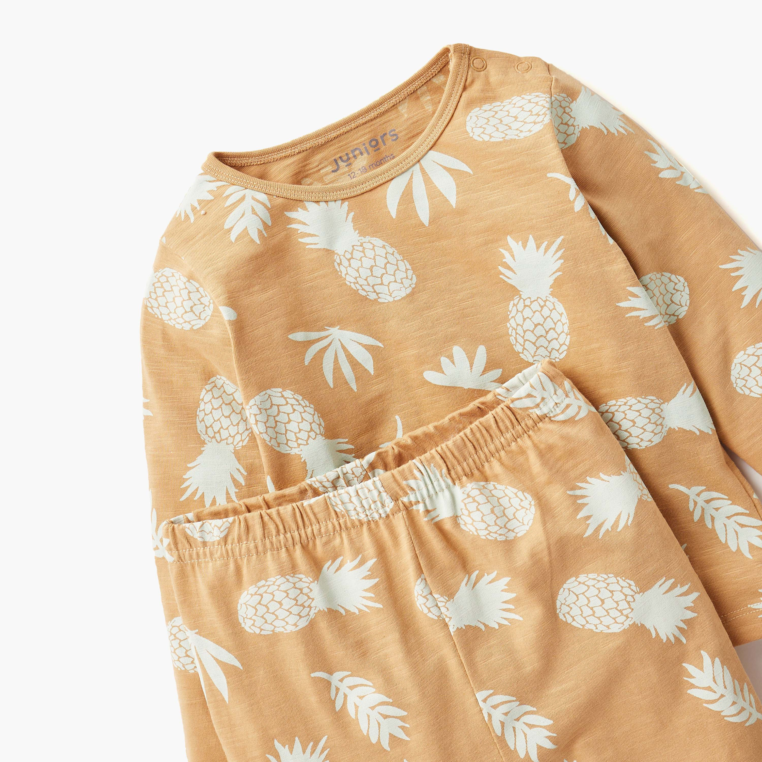Juniors All-Over Pineapple Print T-shirt and Pyjama Set-baby-boys-clothing-nightwear-pyjamasets-image-4