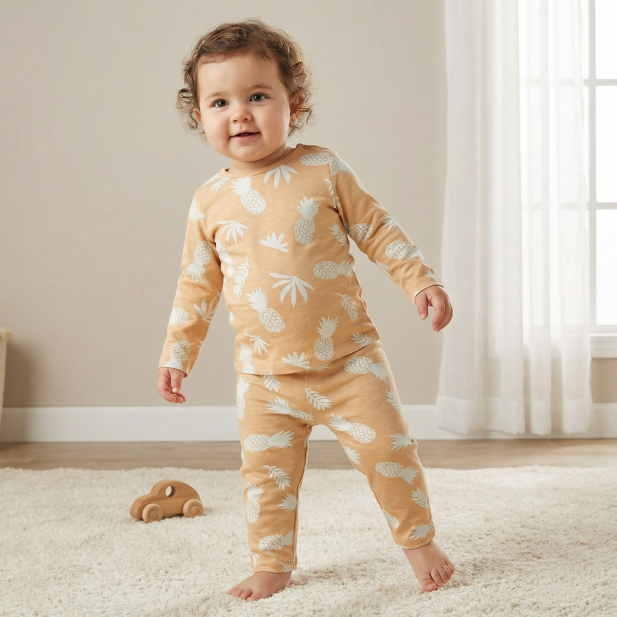 Juniors All-Over Pineapple Print T-shirt and Pyjama Set-baby-boys-clothing-nightwear-pyjamasets-image-1