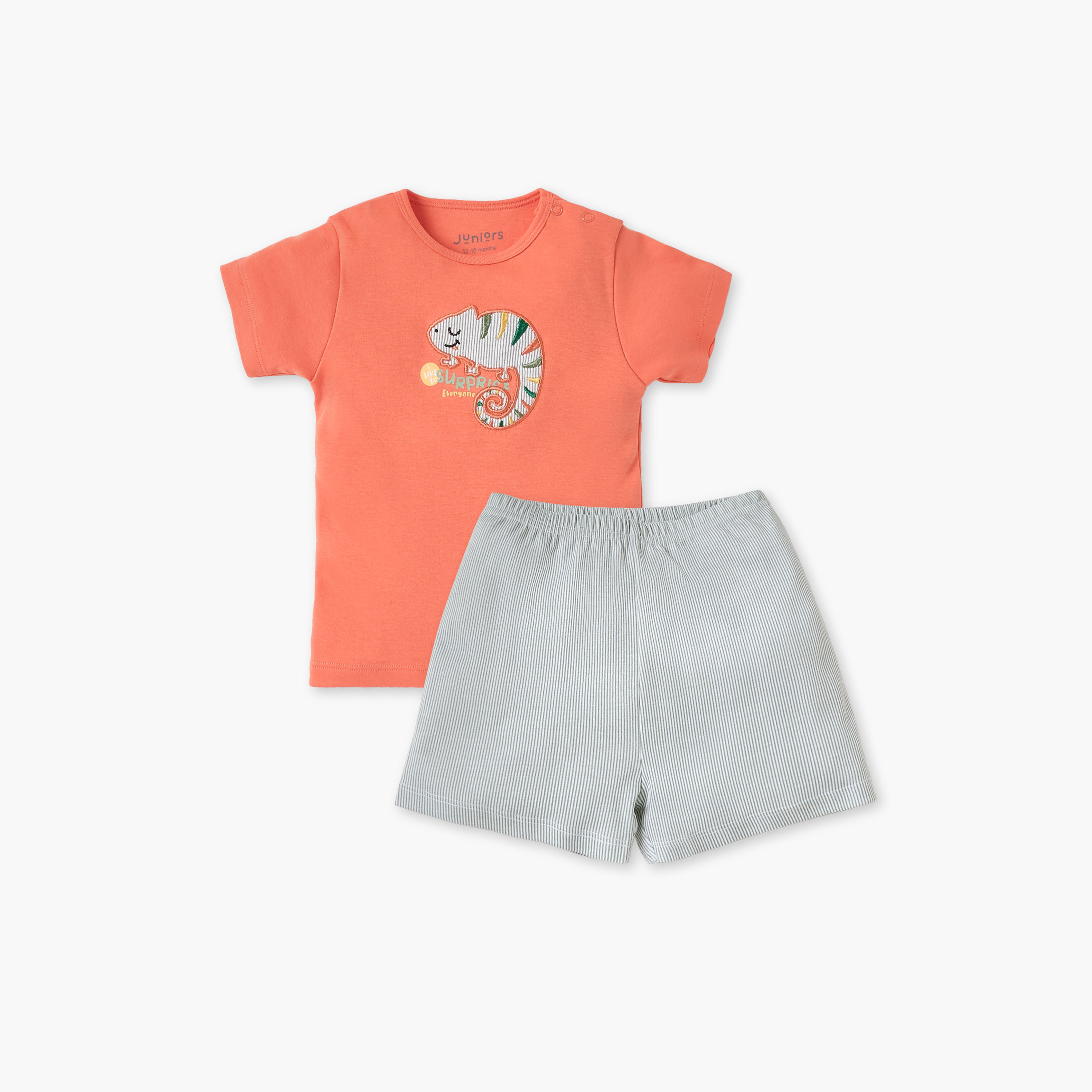 Juniors Embroidered T-shirt and Pyjama Set-baby-girls-clothing-nightwear-pyjamasets-image-1