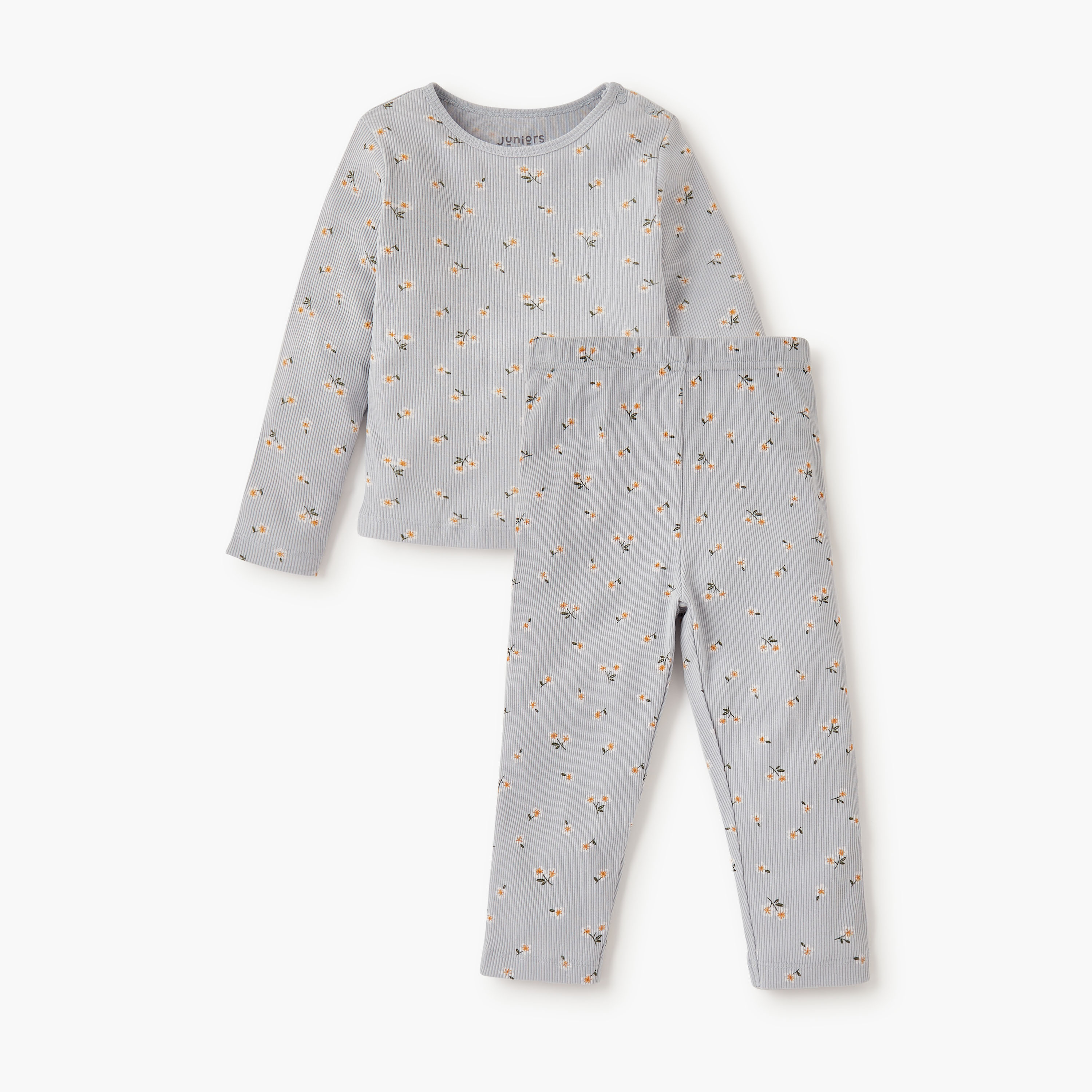 Juniors All-Over Floral Print Long Sleeves T-shirt and Pyjama Set-baby-girls-clothing-nightwear-pyjamasets-image-2