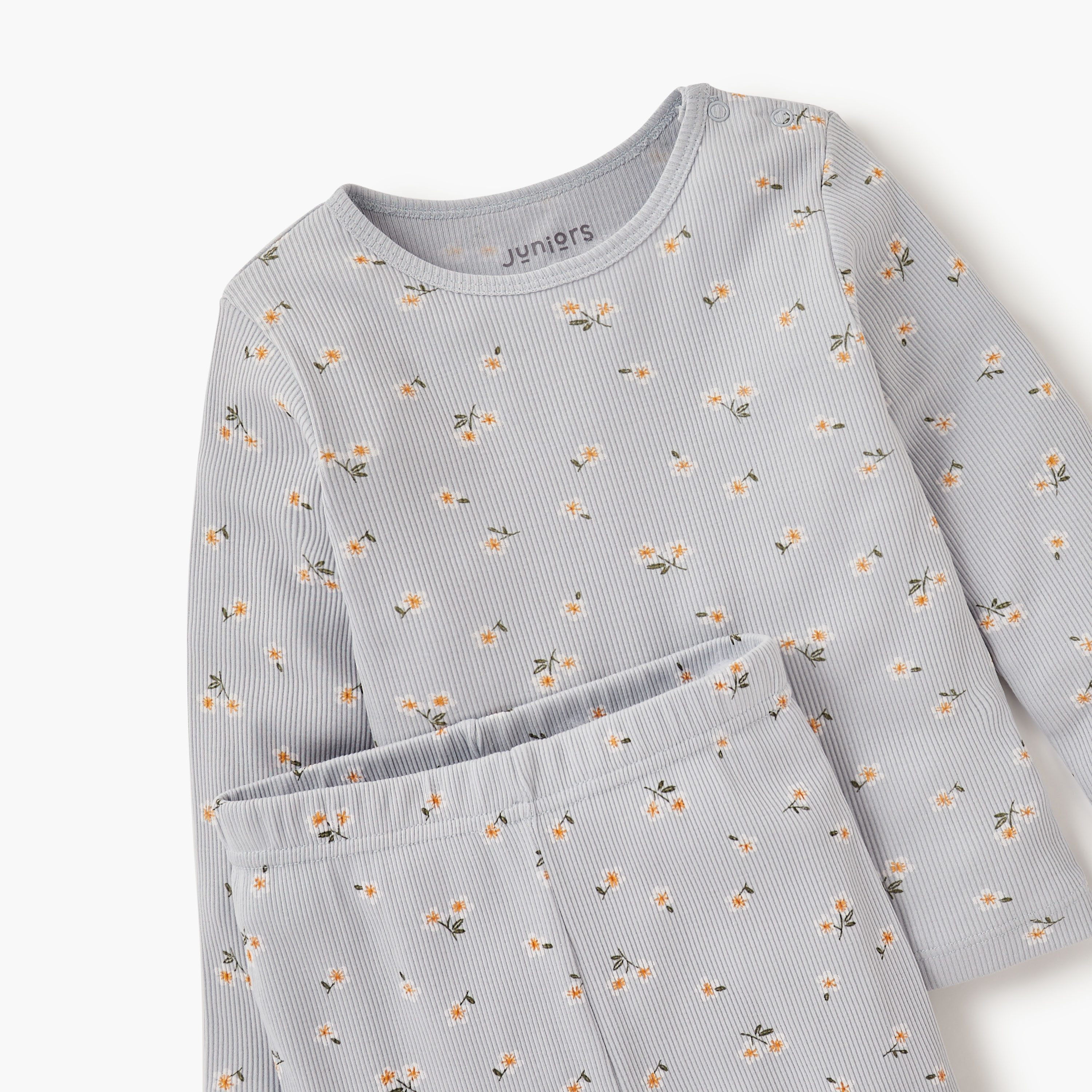 Juniors All-Over Floral Print Long Sleeves T-shirt and Pyjama Set-baby-girls-clothing-nightwear-pyjamasets-image-5