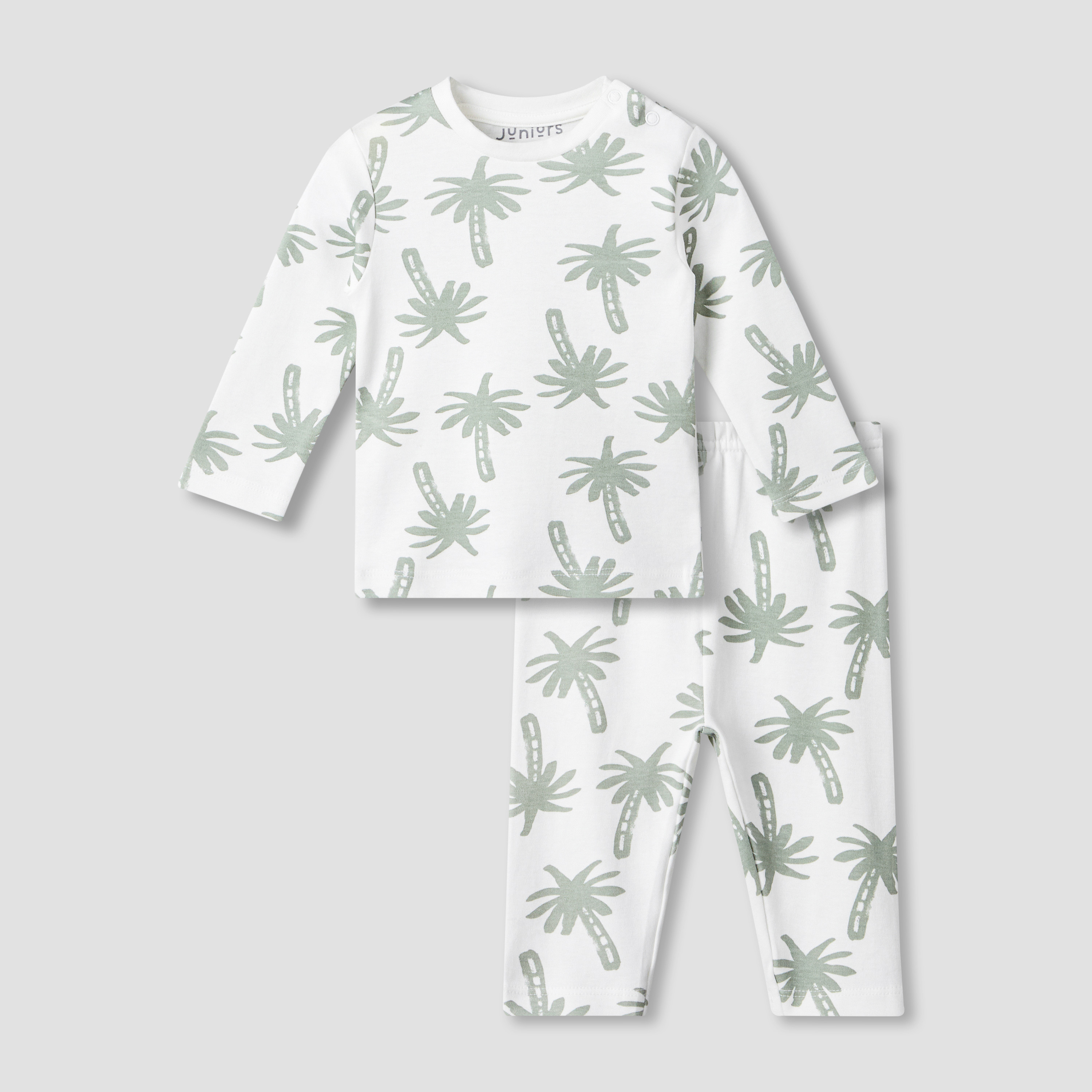 Juniors Cotton Round Neck Long Sleeves Pyjama Set with Palm Tree Print-baby-boys-clothing-nightwear-pyjamasets-image-2