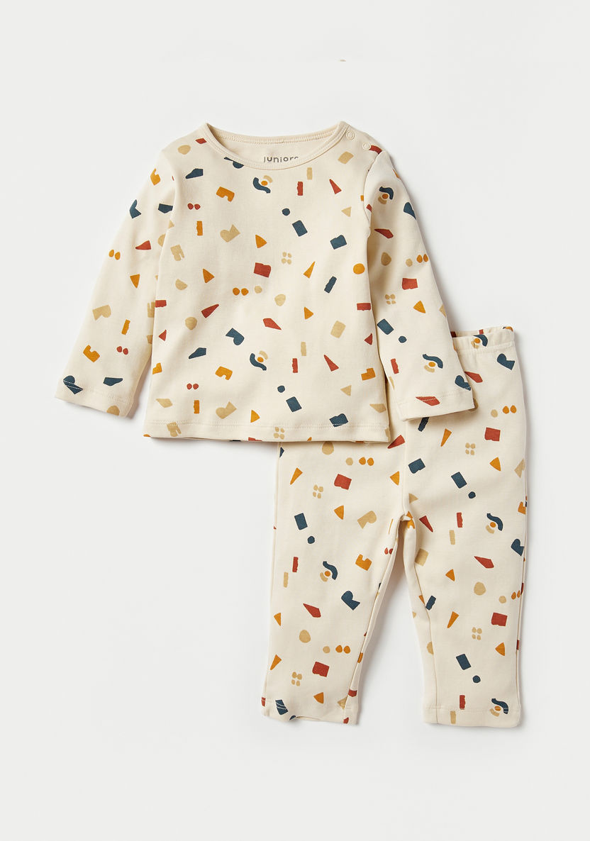 Juniors All-Over Abstract Print T-shirt and Pyjama Set-Pyjama Sets-image-0