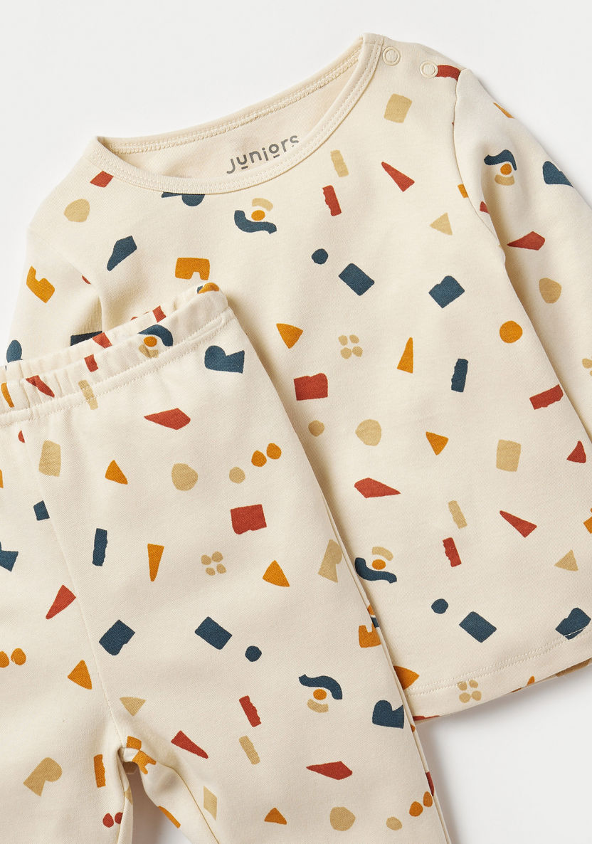 Juniors All-Over Abstract Print T-shirt and Pyjama Set-Pyjama Sets-image-3