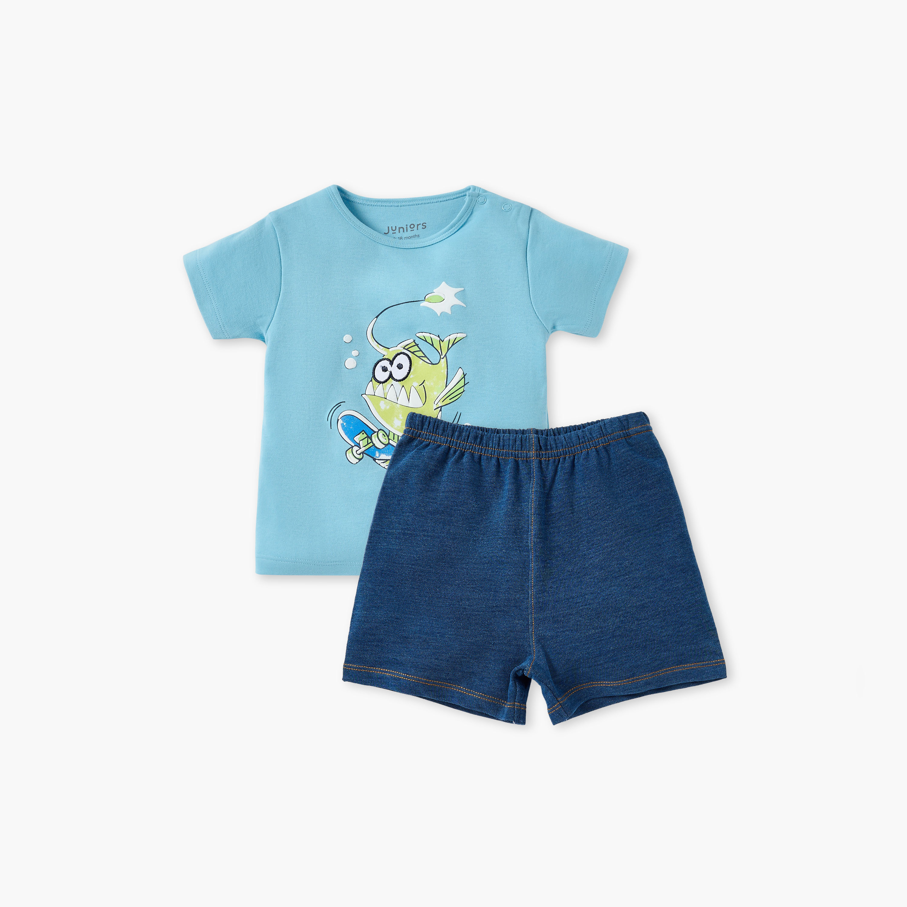 طقم شورت وتيشيرت بطبعات من جونيورز-baby-boys-clothing-nightwear-pyjamasets-image-1