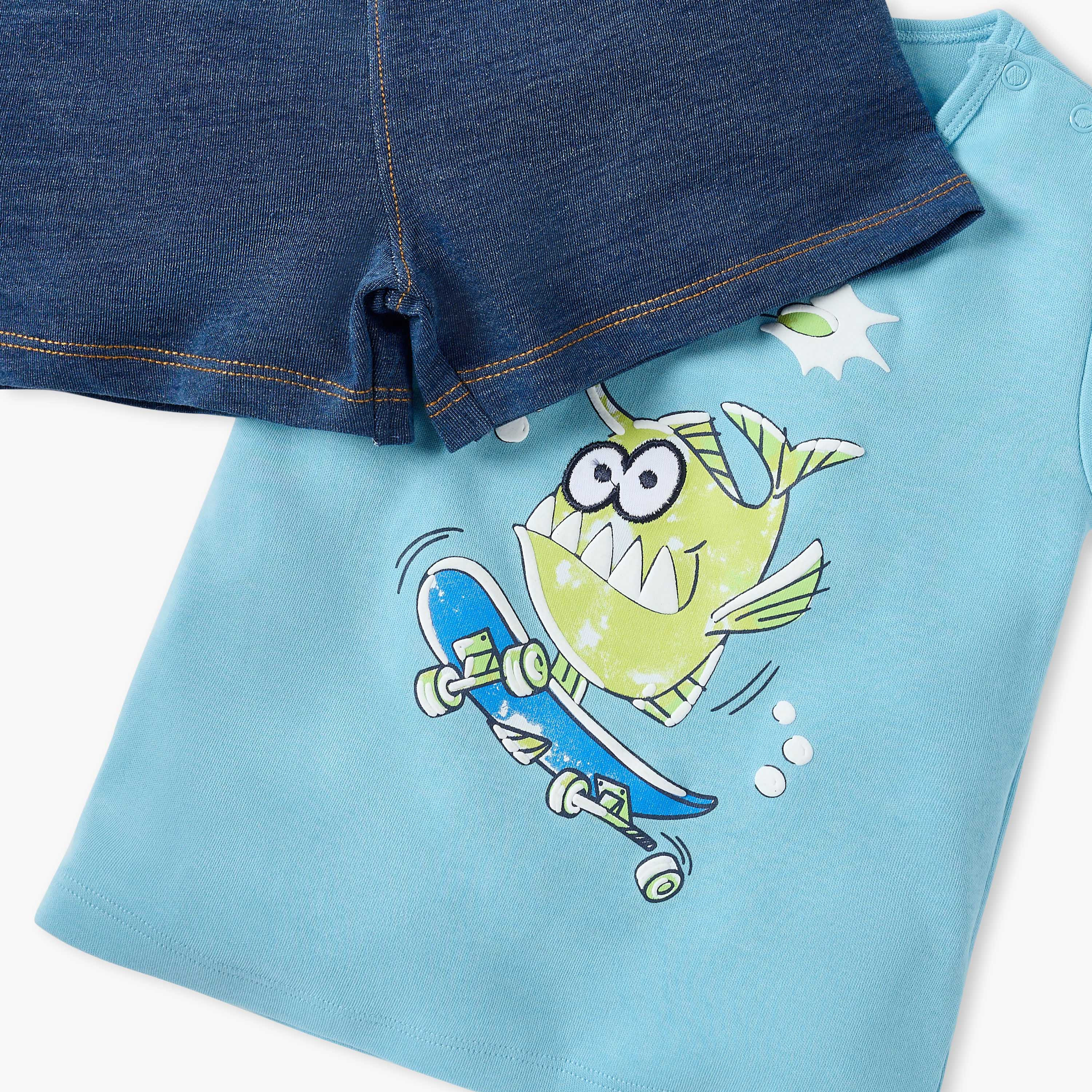 طقم شورت وتيشيرت بطبعات من جونيورز-baby-boys-clothing-nightwear-pyjamasets-image-5