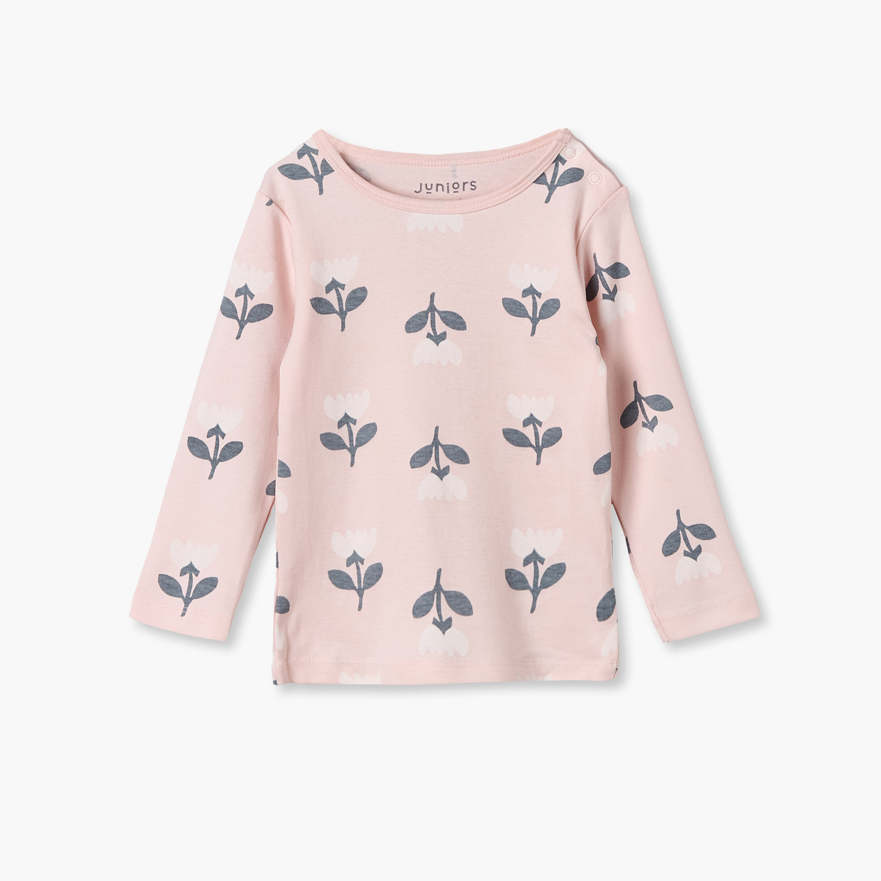Juniors Floral Print Long Sleeves T-shirt and Pyjama Set-baby-girls-clothing-nightwear-pyjamasets-image-2