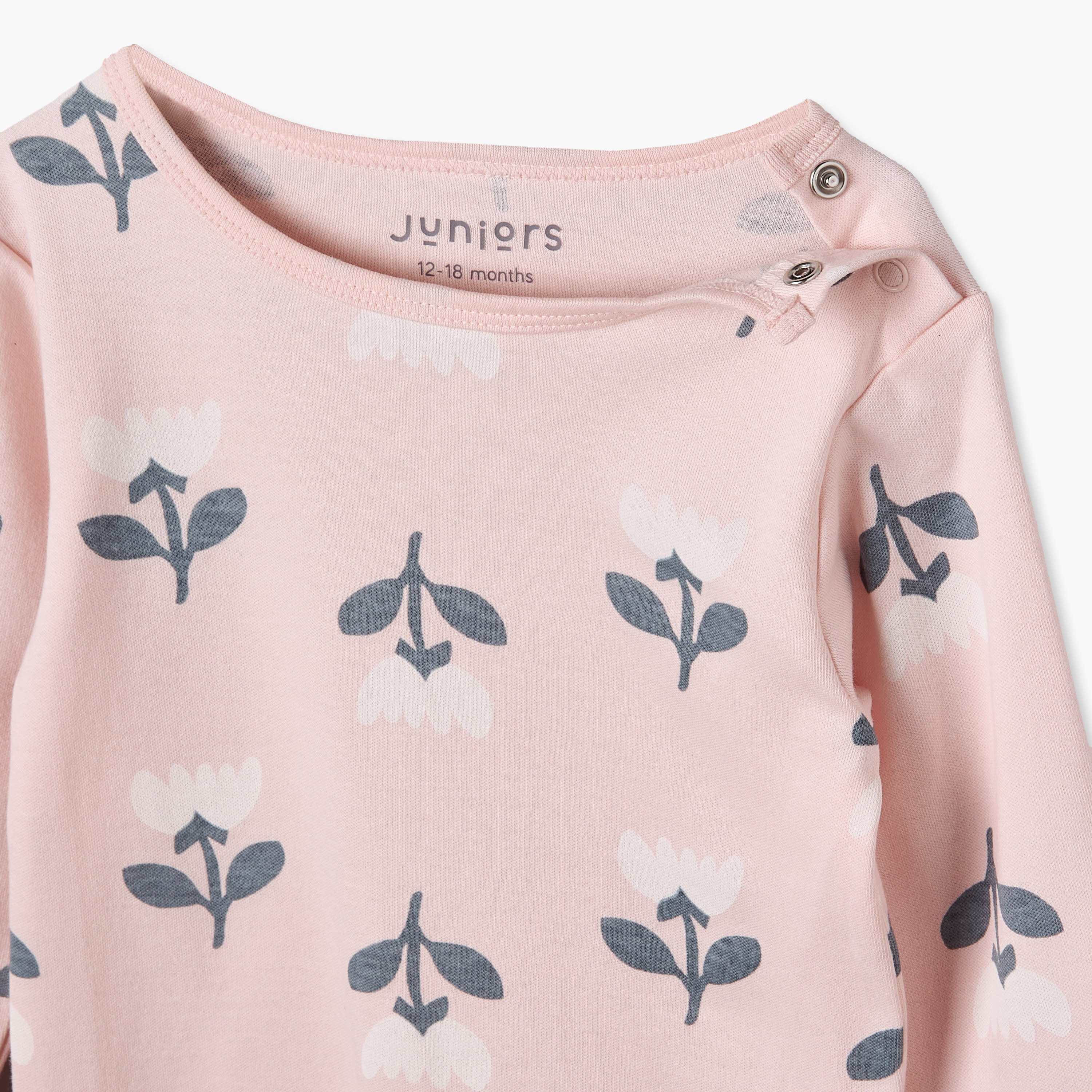 Juniors Floral Print Long Sleeves T-shirt and Pyjama Set-baby-girls-clothing-nightwear-pyjamasets-image-6
